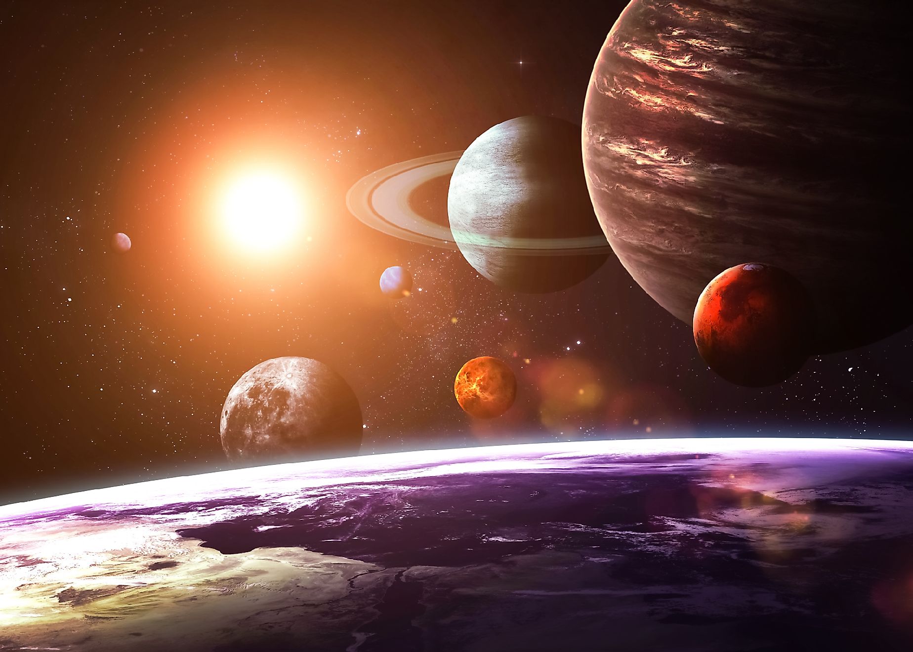 An Illustration of Our Solar System with Several Planets Showing