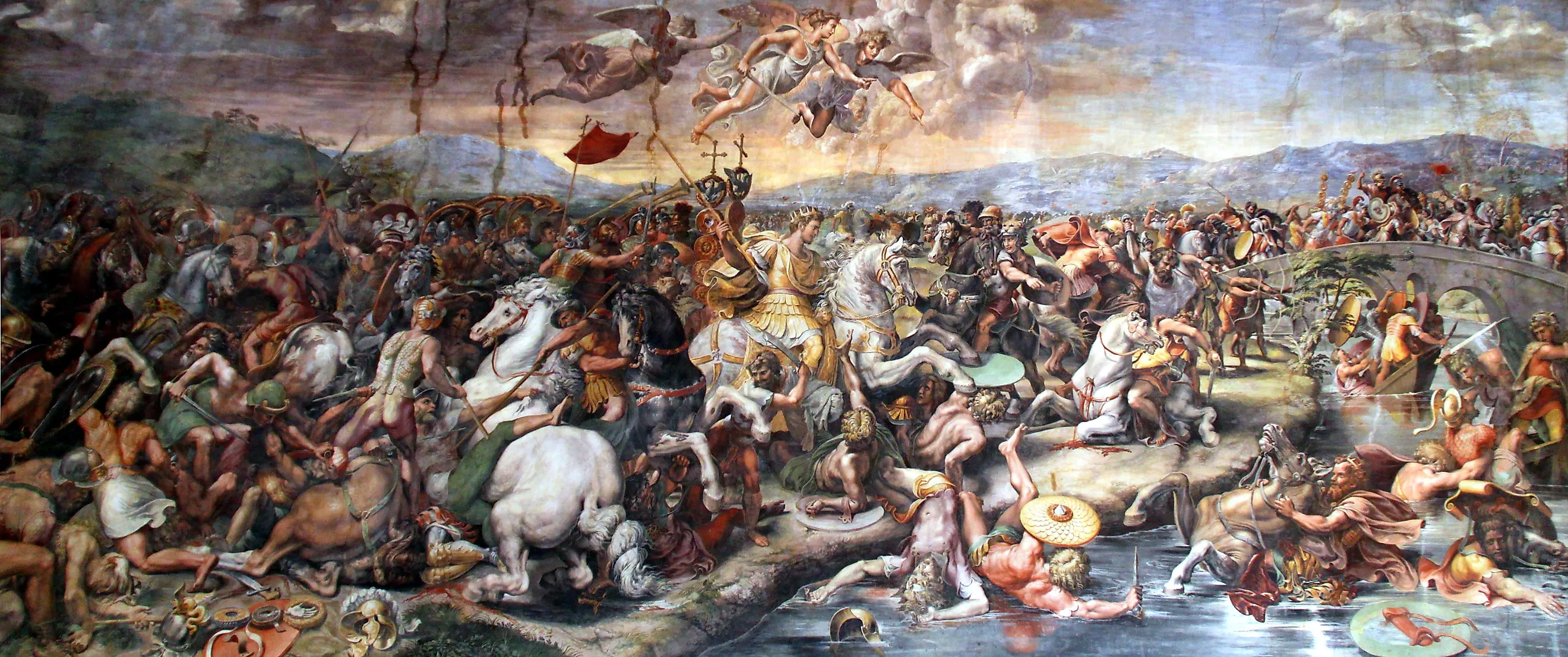 The Battle of Milvian Bridge. By Giulio Romano - https://commons.wikimedia.org/w/index.php?curid=12369258