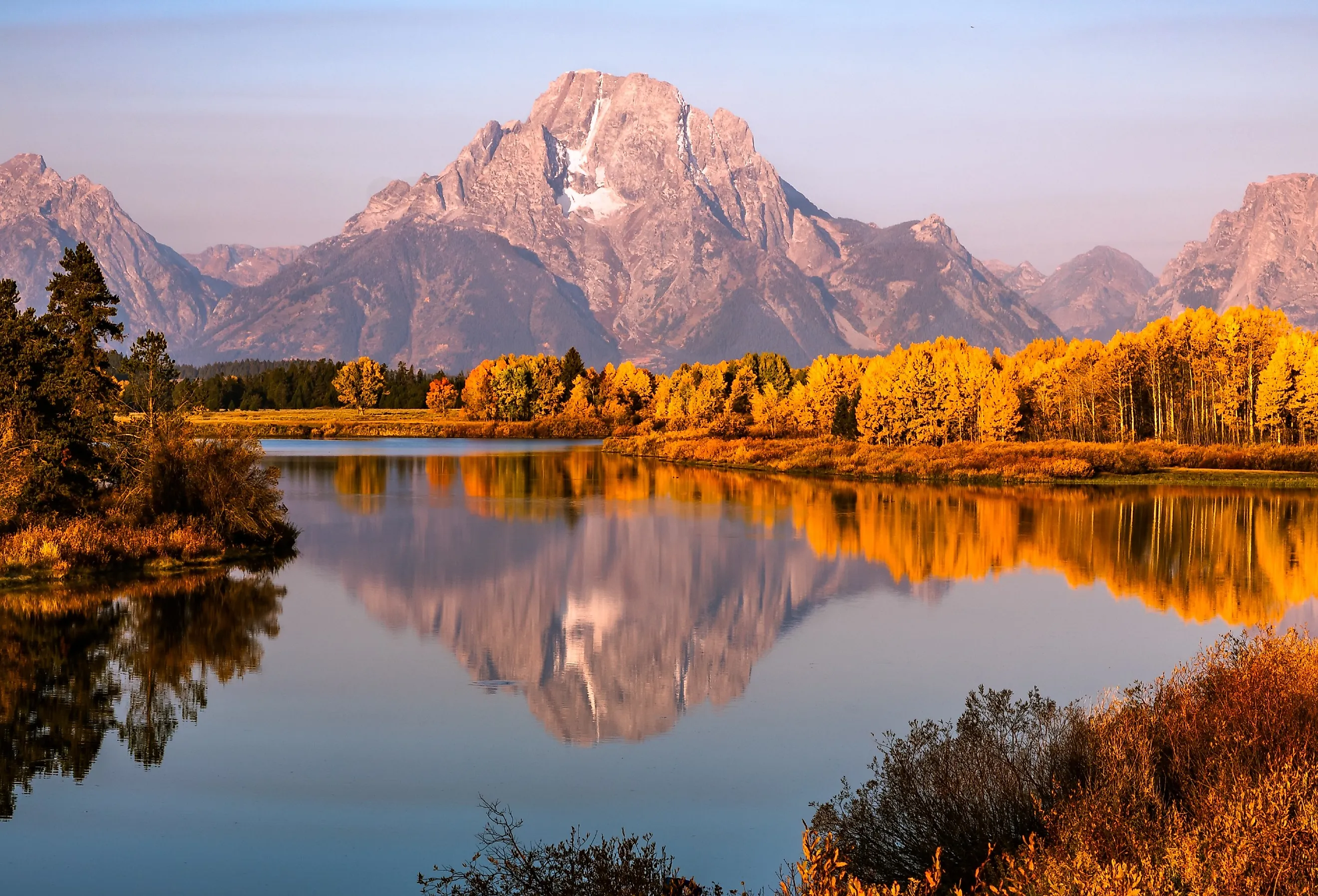 Fall colors on Snake River, Grand Teton, Wyoming.