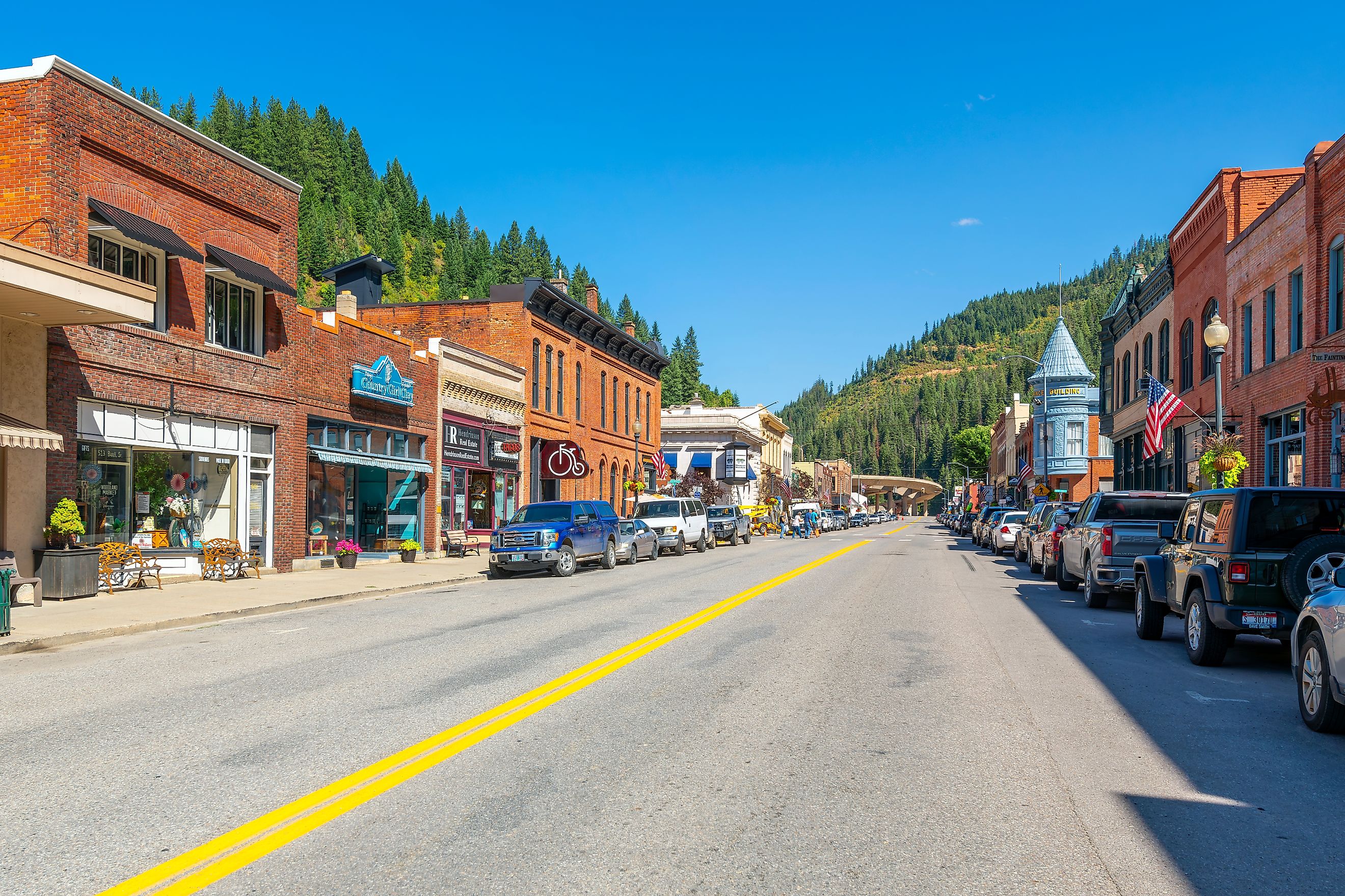 The picturesque main street in the historic mining town of Wallace, Idaho. Editorial credit: Kirk Fisher / Shutterstock.com.