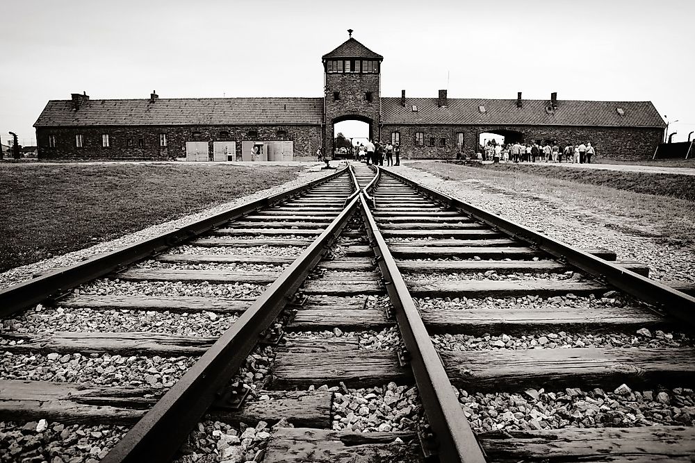 The entrance of Auschwitz Concentration Camp, now a museum and memorial to lives lost.