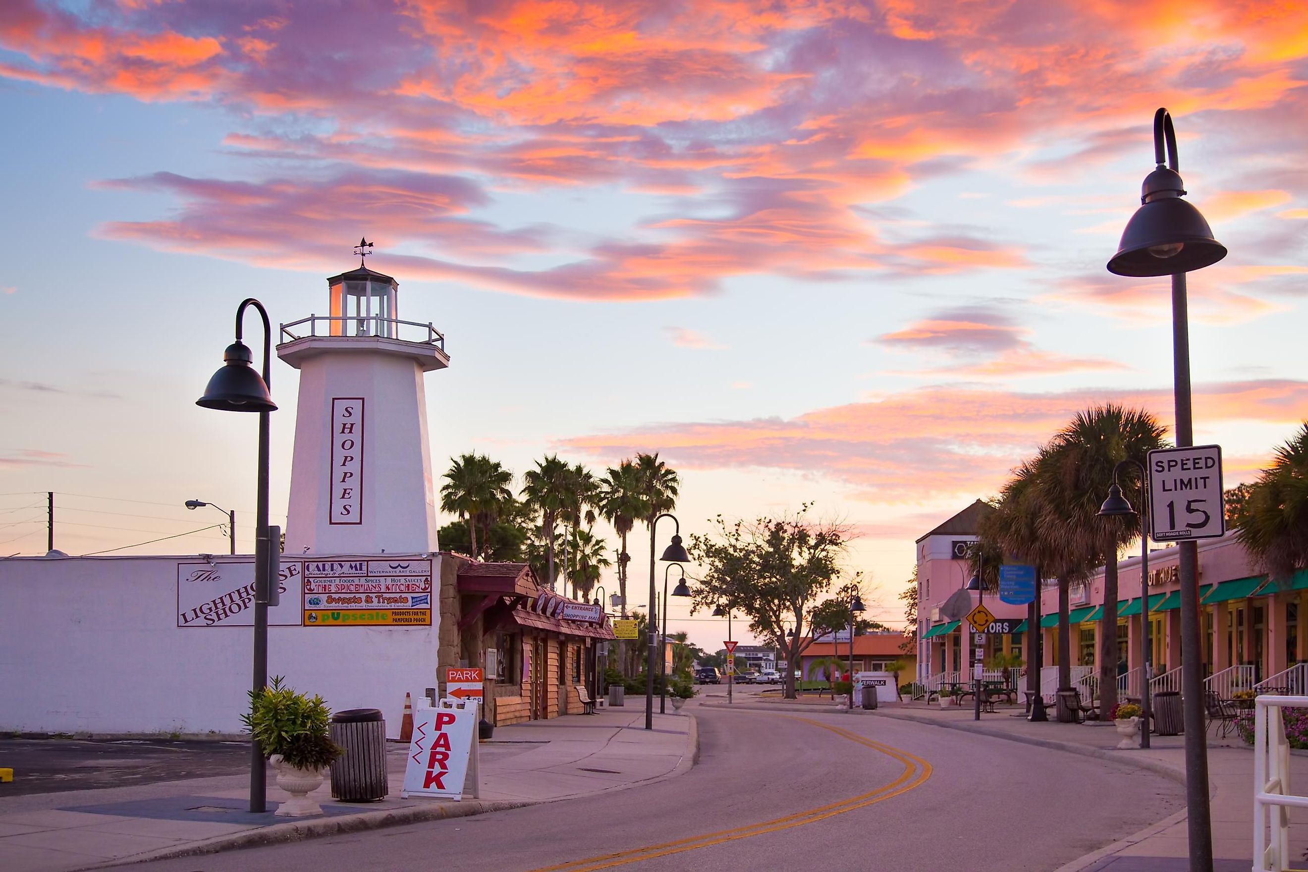 Tarpon Springs, Florida at sunset.