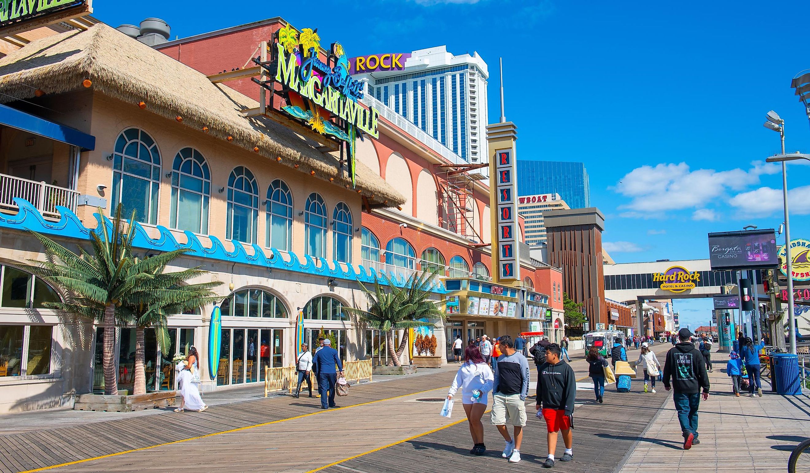 Margaritaville Restaurant at 1133 Boardwalk at Resorts Casino Hotel in Atlantic City, New Jersey. Editorial credit: Wangkun Jia / Shutterstock.com