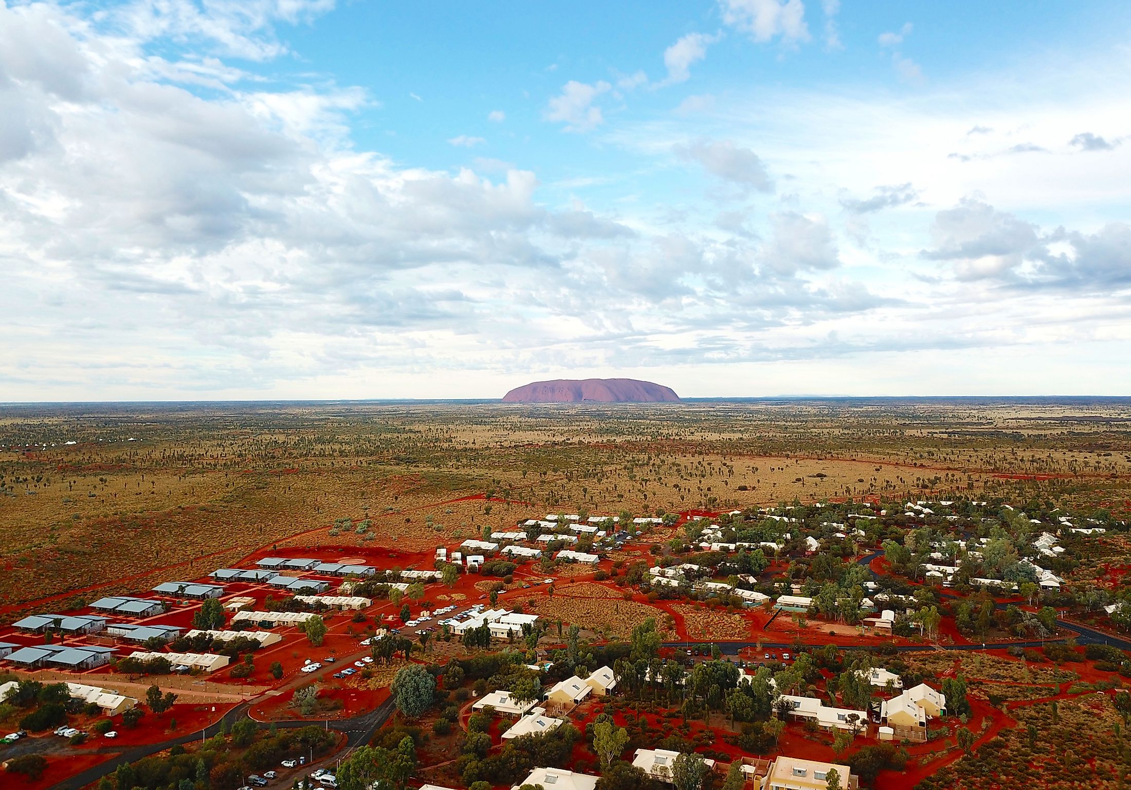 Panoramic landscape of Uluru (Ayers Rock) from Yulara in the Northern Territory state of Australia. Editorial credit: katacarix / Shutterstock.com