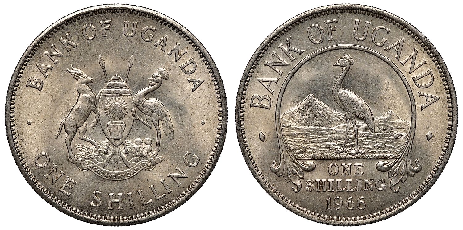 Ugandan coin: one shilling 1966. Image credit: Yaroslaff/Shutterstock.com