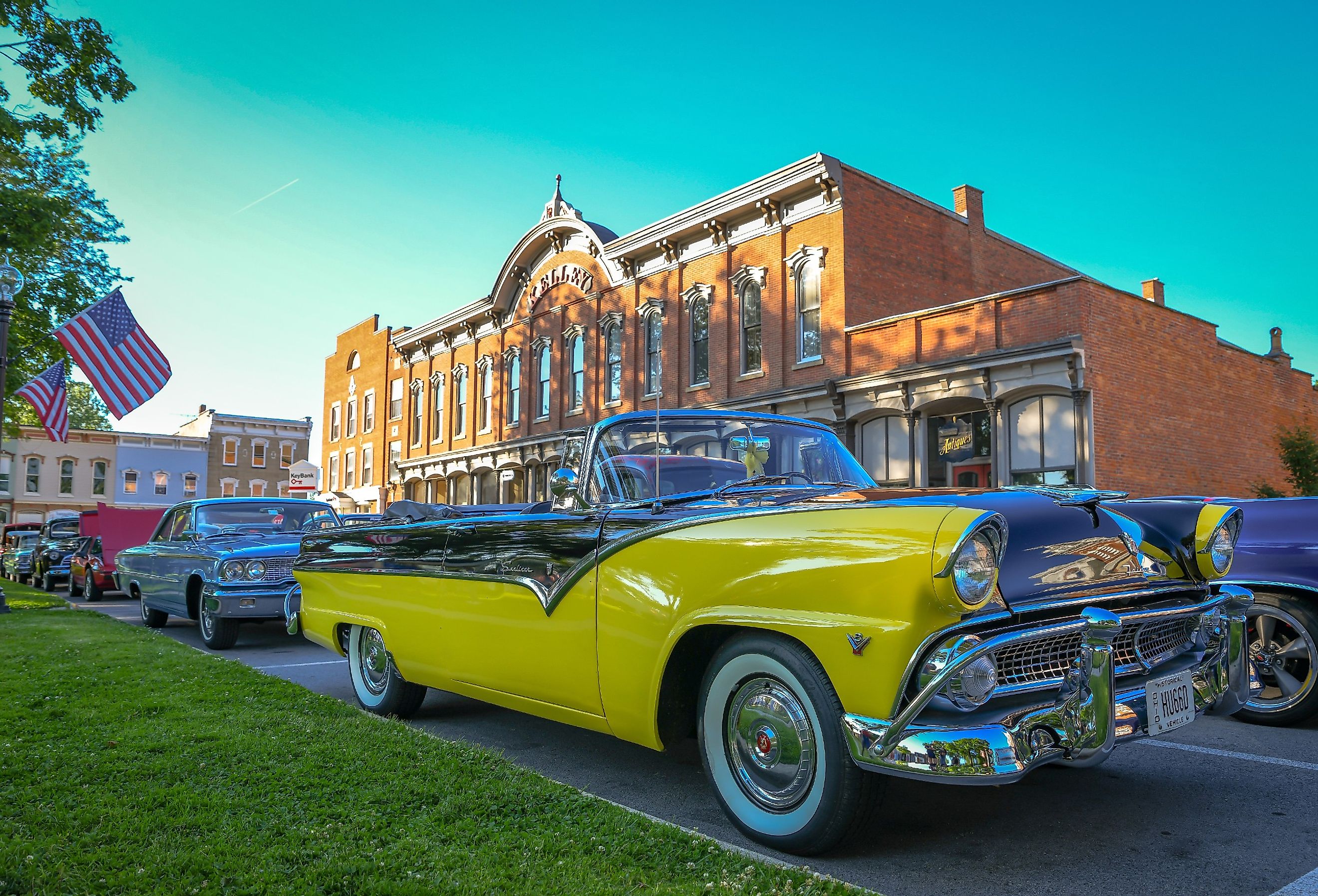 Classic Cars meet on the town square in Milan, Ohio. Image credit Keith J Finks via Shutterstock.com