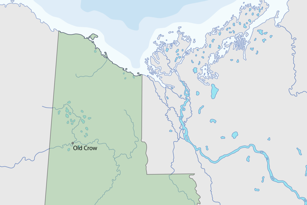 The Bluefish Caves are located southwest of the village of Old Crow, along the Bluefish River in Yukon, Canada.