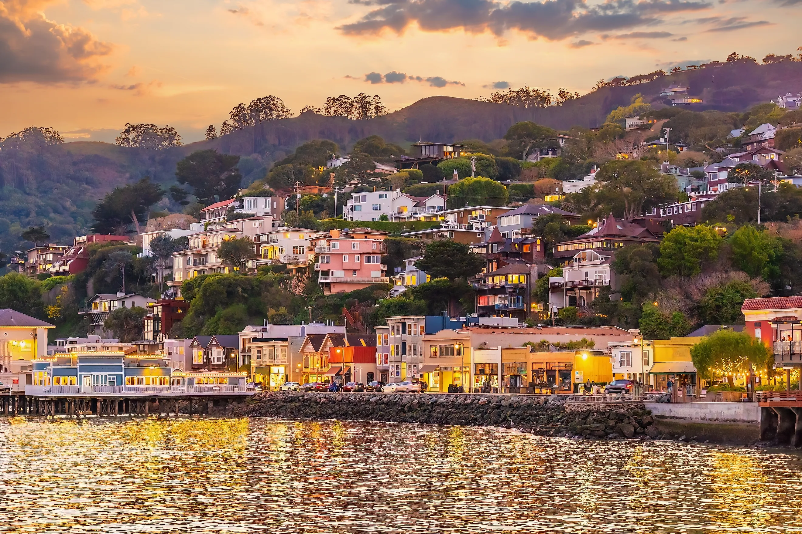 The stunning cityscape of Sausalito, California.