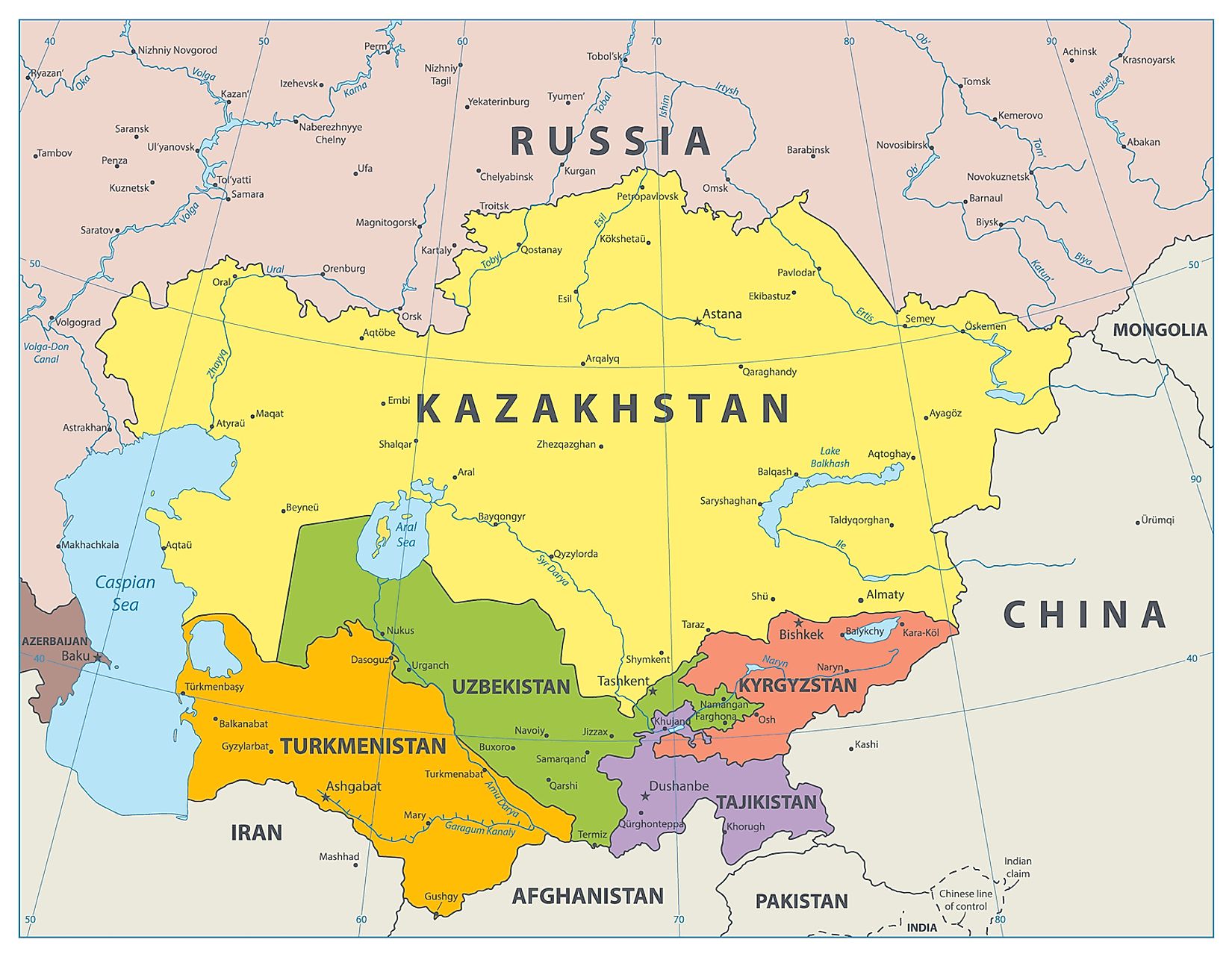 Political Map Of Central And East Asia - Map of world