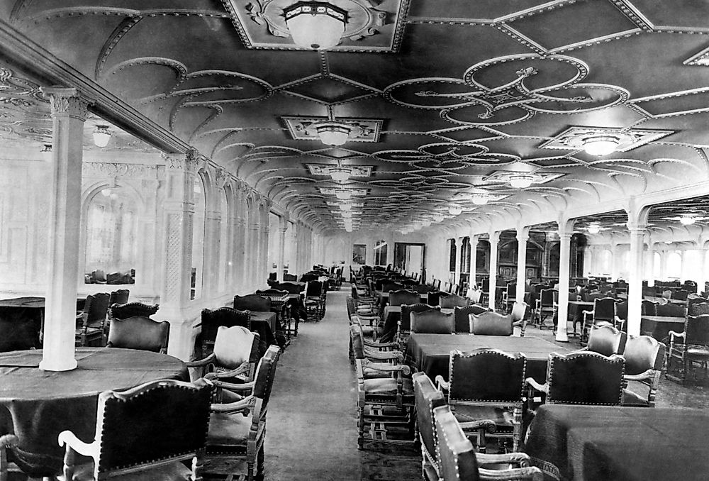 The dining room of the RMS Titanic, which sank in 1912.