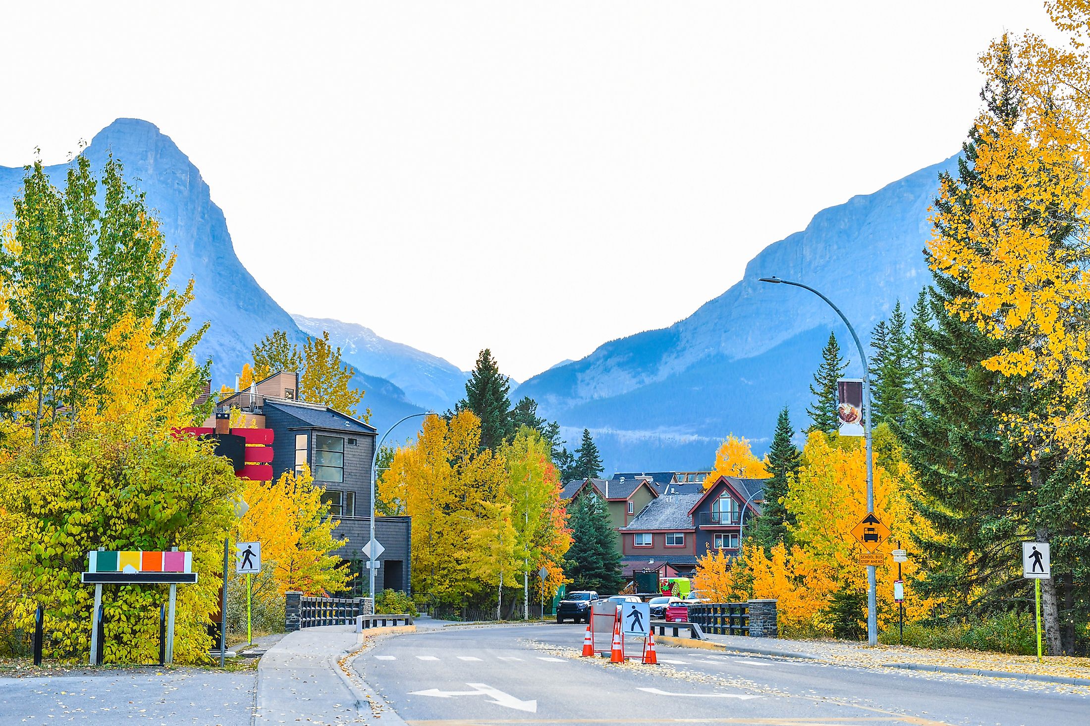 The streets of Canmore in canadian Rocky Mountains.