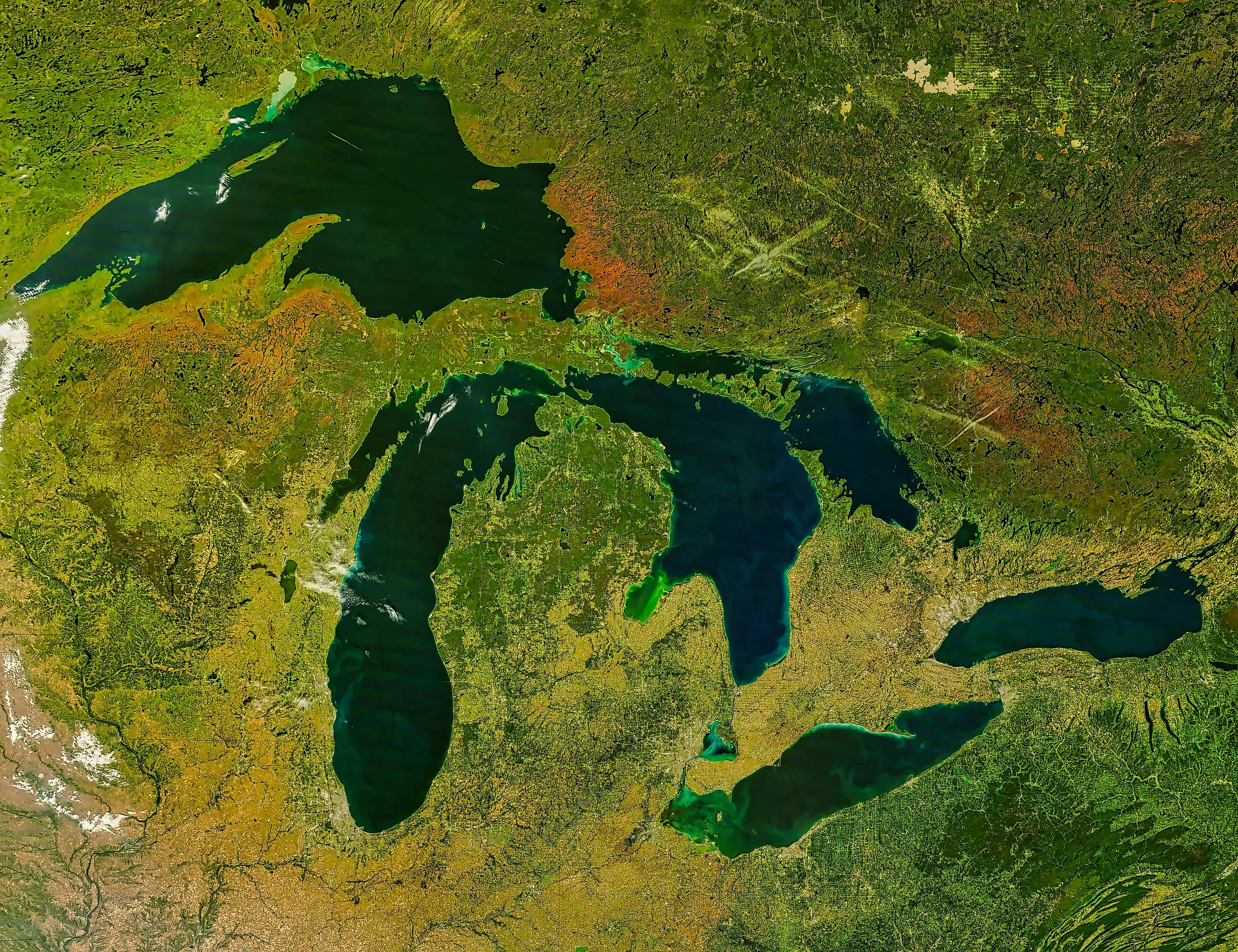 The Great Lakes.  Elements of this image furnished by NASA.