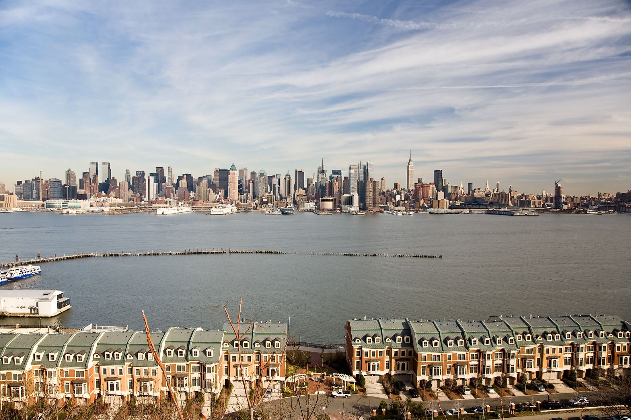 Town Houses with the Hudson River and midtown Manhattan in the background. 