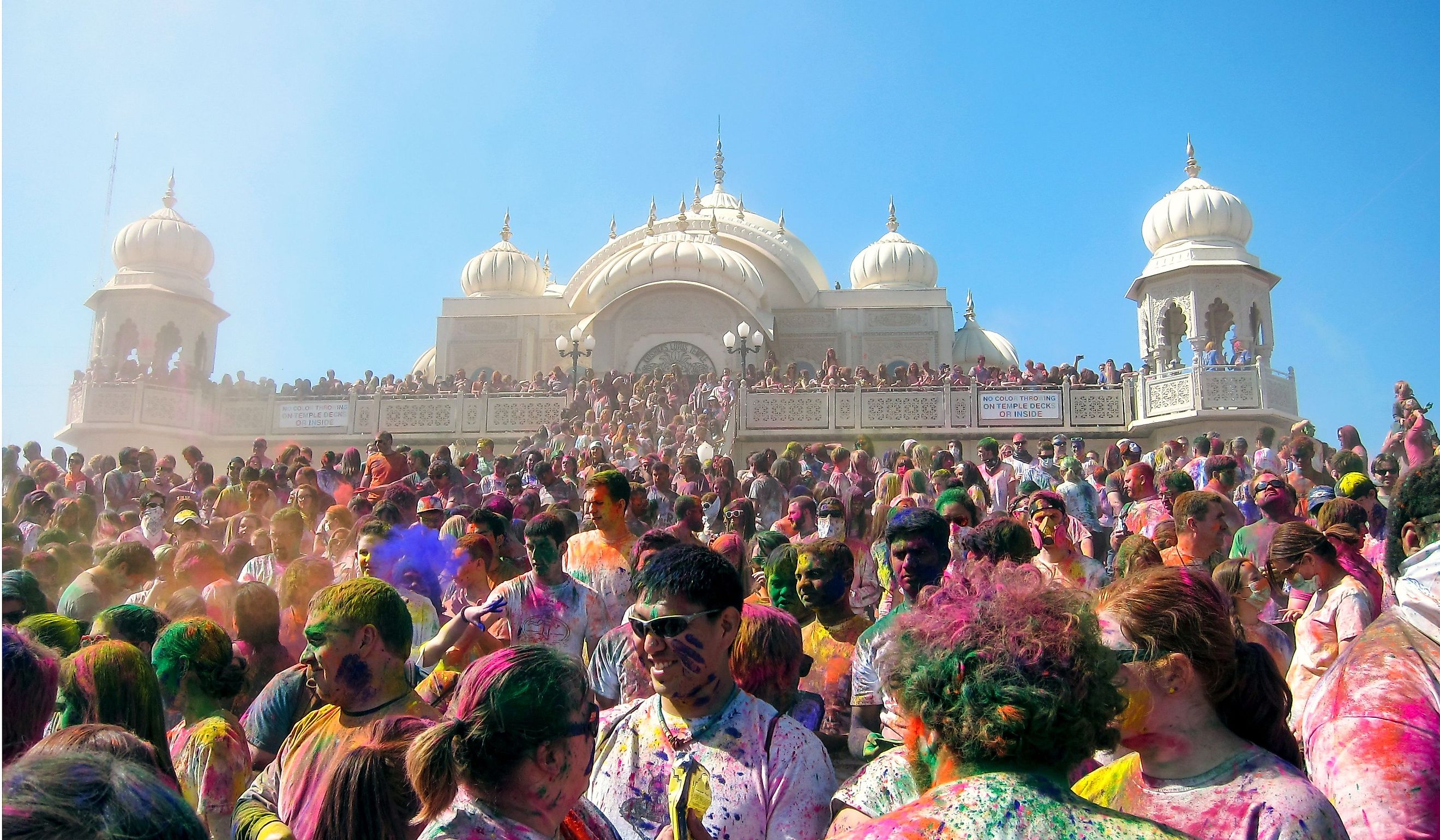 Happy Crowd Celebrating the Holi Festival of Colors, Spanish Fork, Utah. Editorial credit: Mr. James Kelley / Shutterstock.com