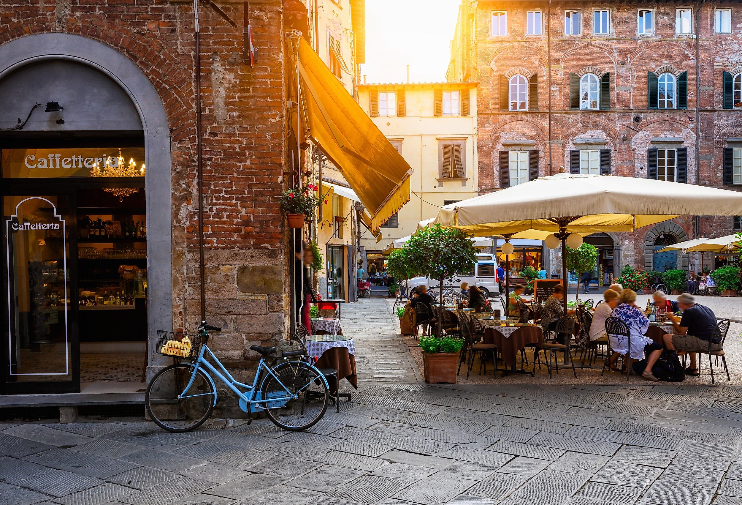 Old cozy street in Lucca, Italy, in the Tuscany region.