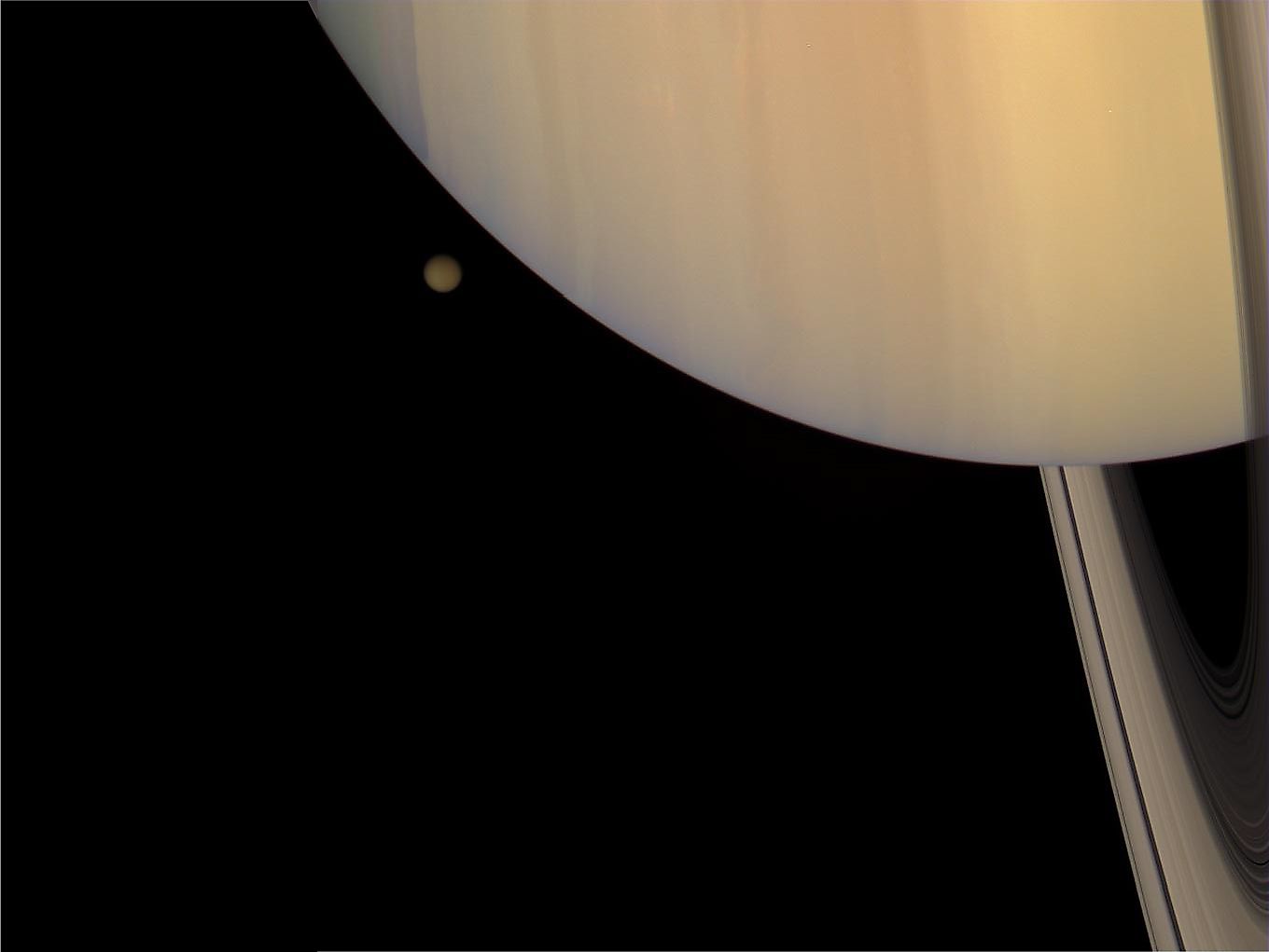 An Image of Saturn with Titan, its Largest Moon, NASA