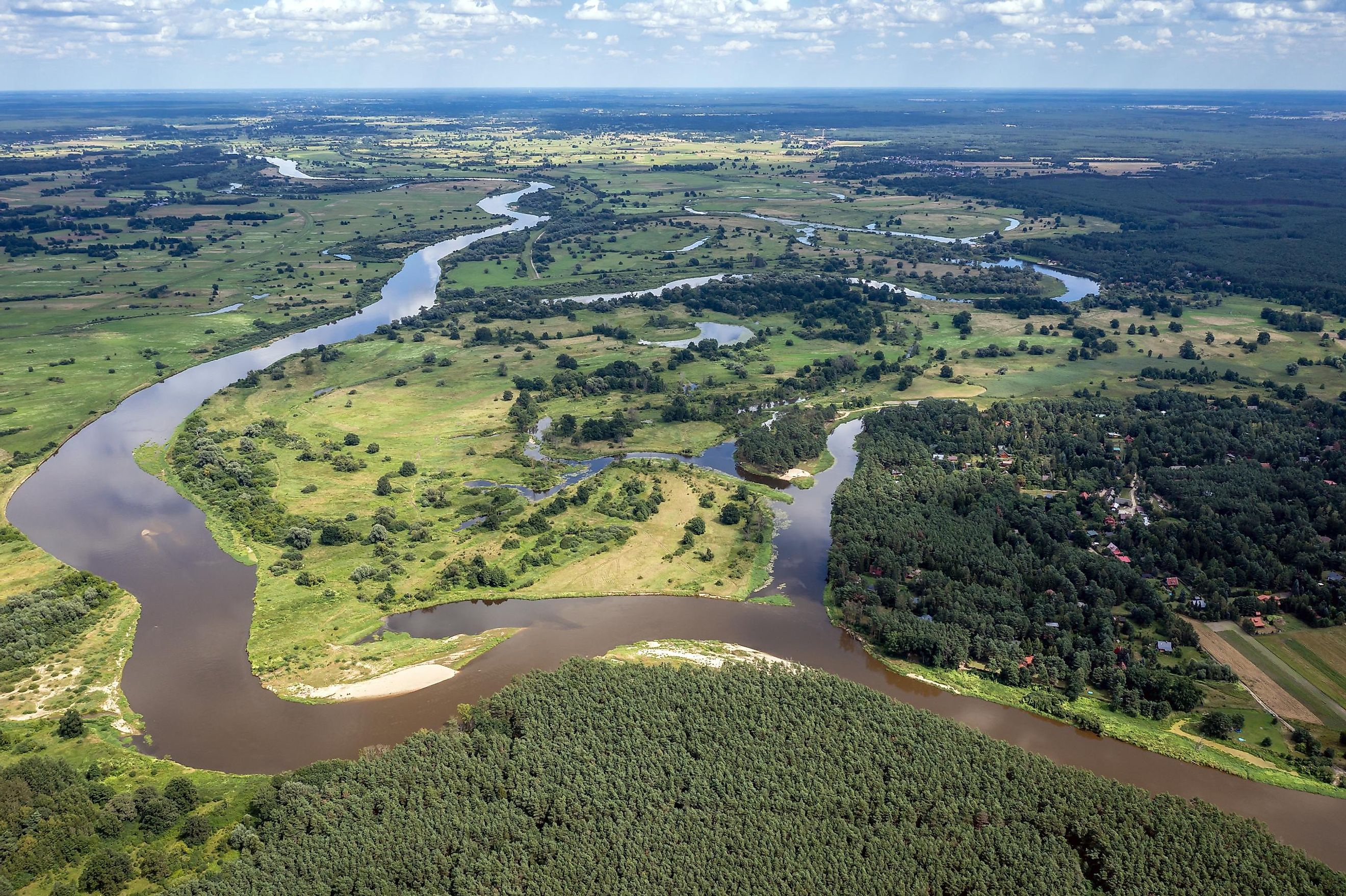 Rural landscape with River Bug near Szumin village, Mazowsze region, Poland