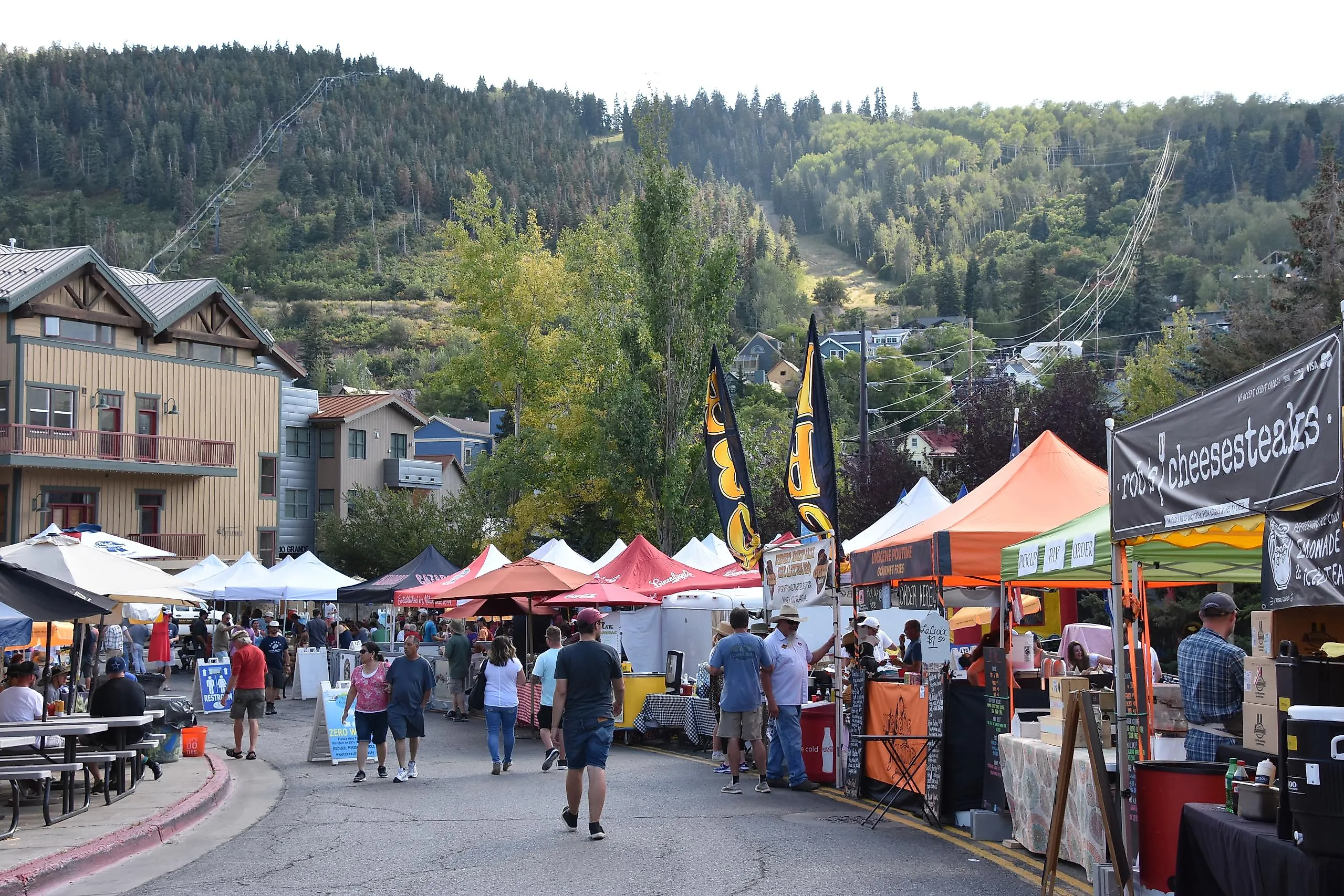 Park Silly Sunday Market in Park City, Utah, an eco-friendly open air market, street festival & community forum. Editorial credit: Ritu Manoj Jethani via Shutterstock.com