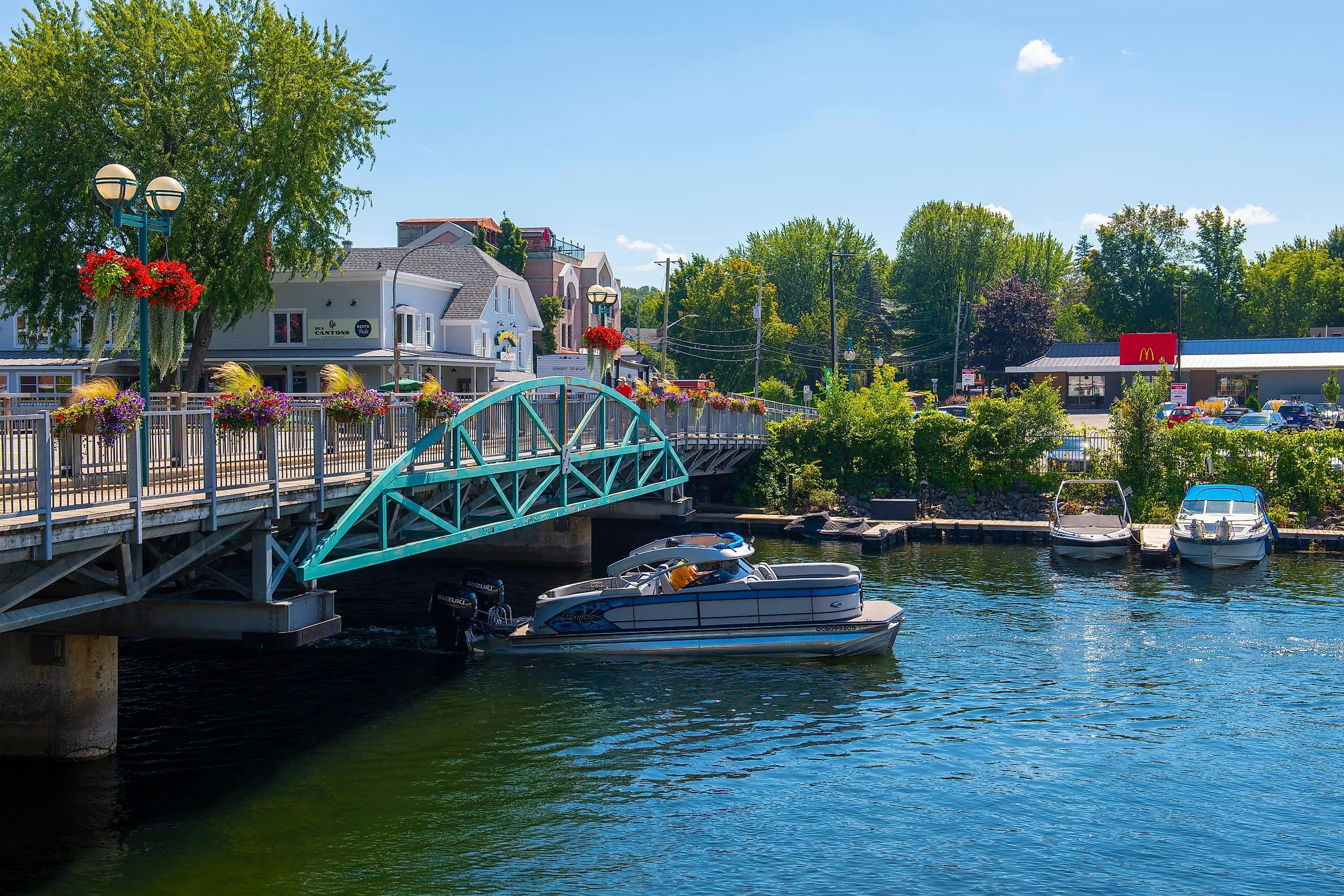 The riverside scenes in downtown Magog, Quebec.