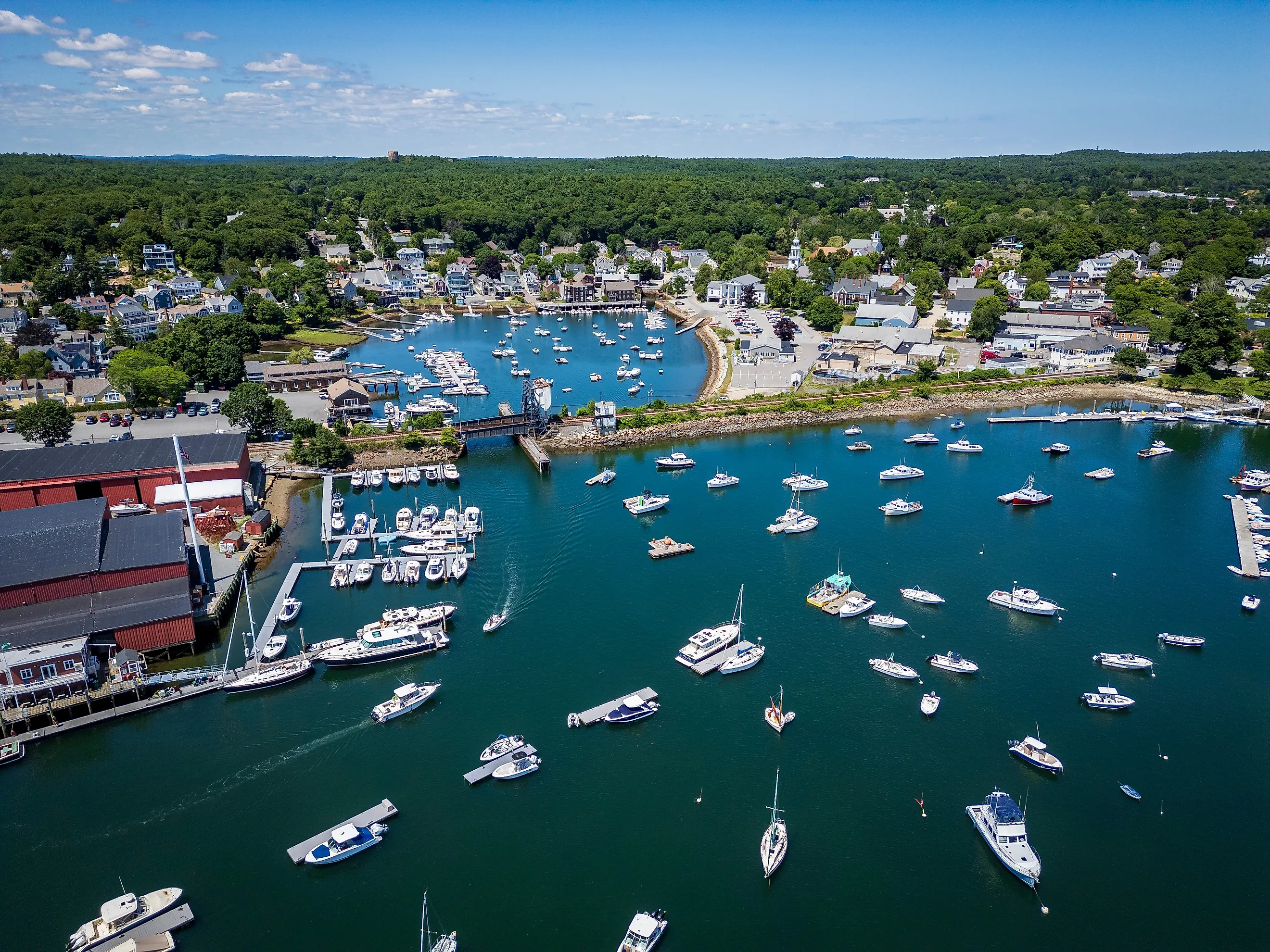 Aerial view of Manchester-by-the-Sea, Massachusetts.