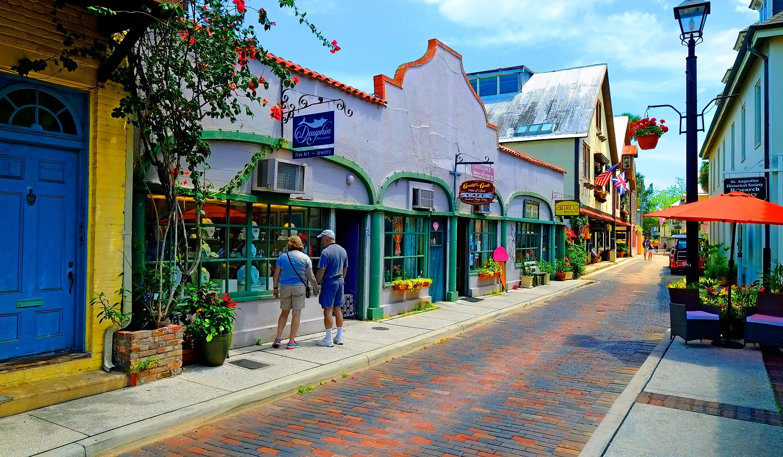 Aviles street shopping district in the Historic St. Augustine, FL. Editorial credit: Dennis MacDonald / Shutterstock.com