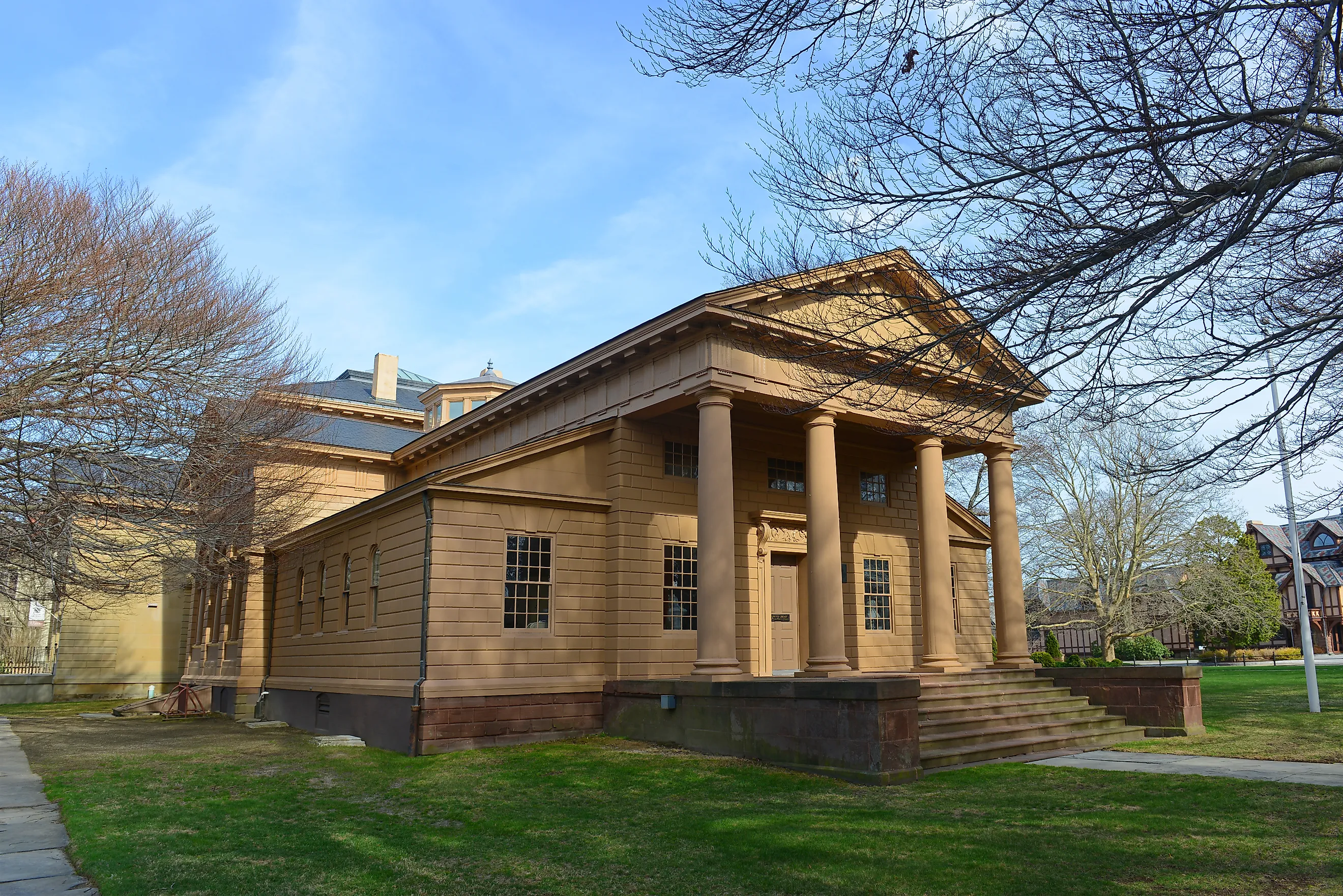 Redwood Library and Athenaeum at 50 Bellevue Avenue in Newport, Rhode Island