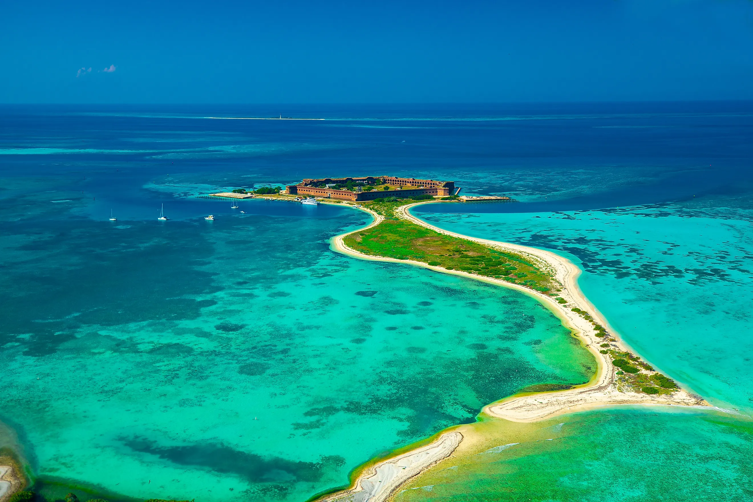 Aerial view of Dry Tortugas National Park, Fort Jefferson. 