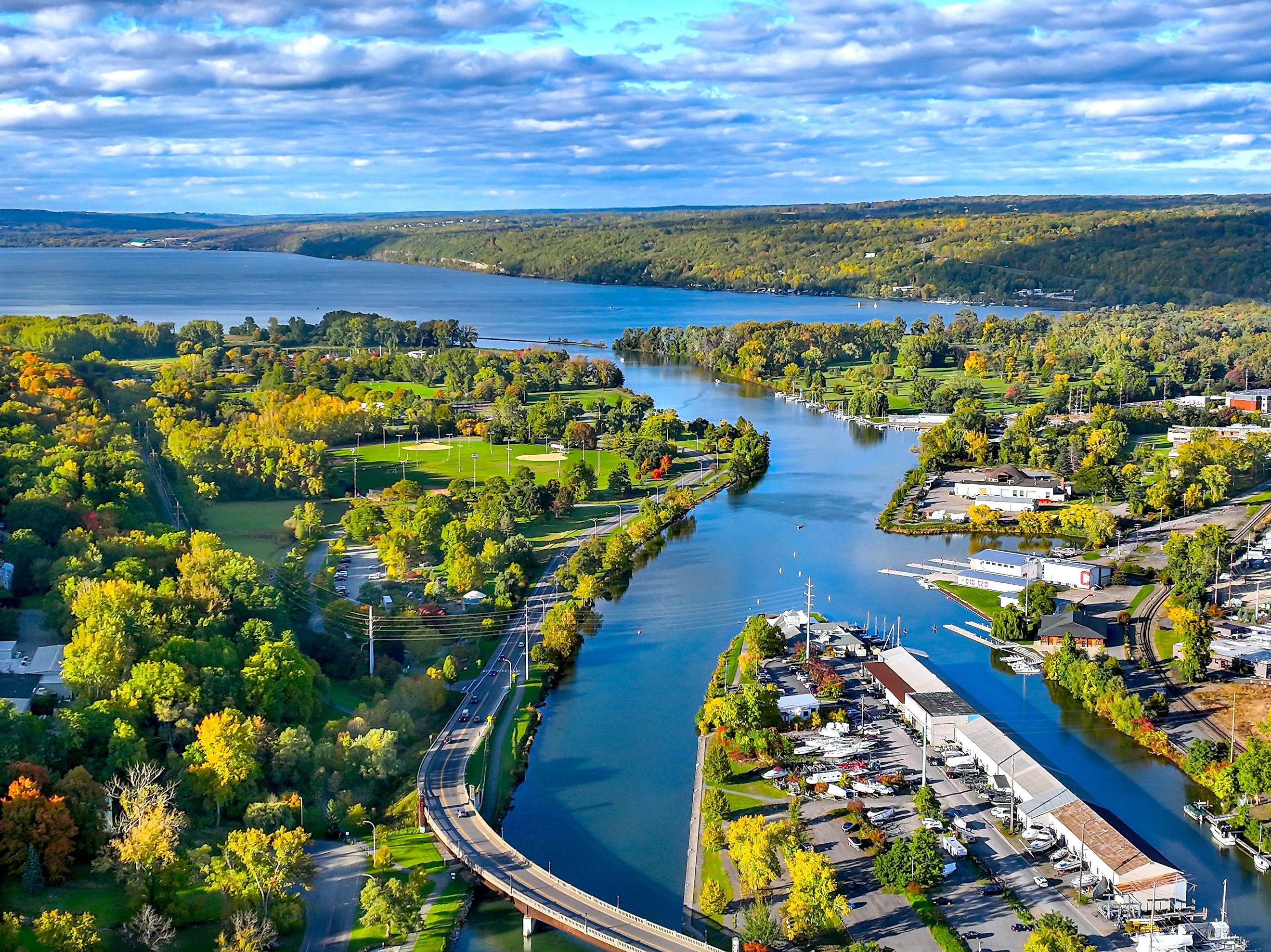 Aerial view of Ithaca, New York.