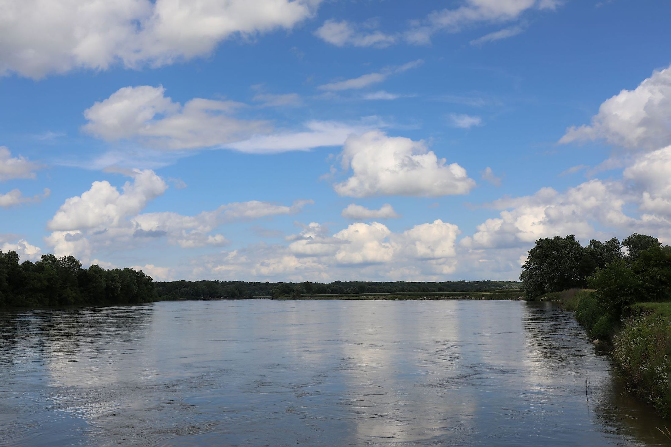 The calm waters of the Des Moines River in Iowa. 