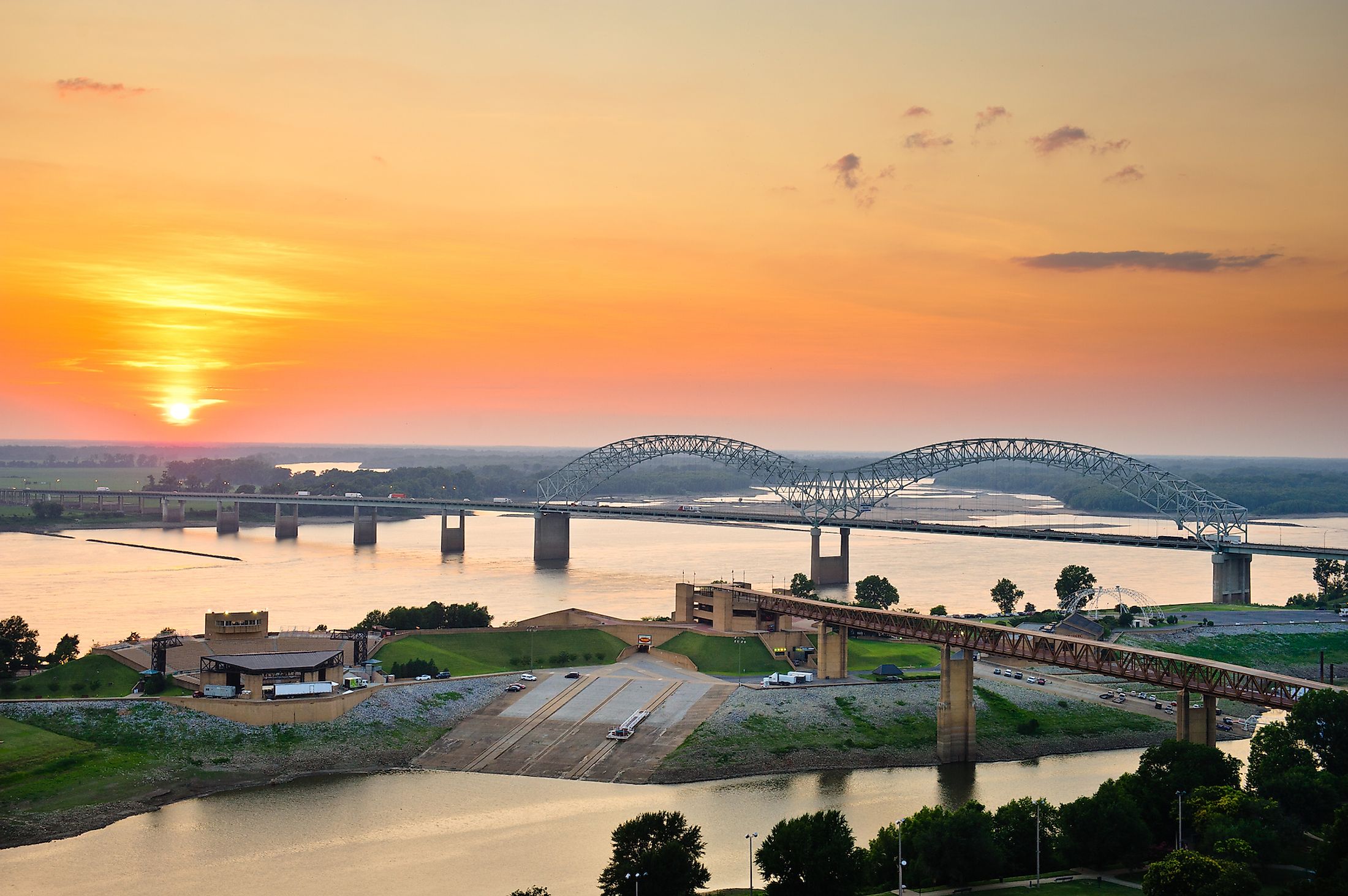Sunset over the Mississippi River