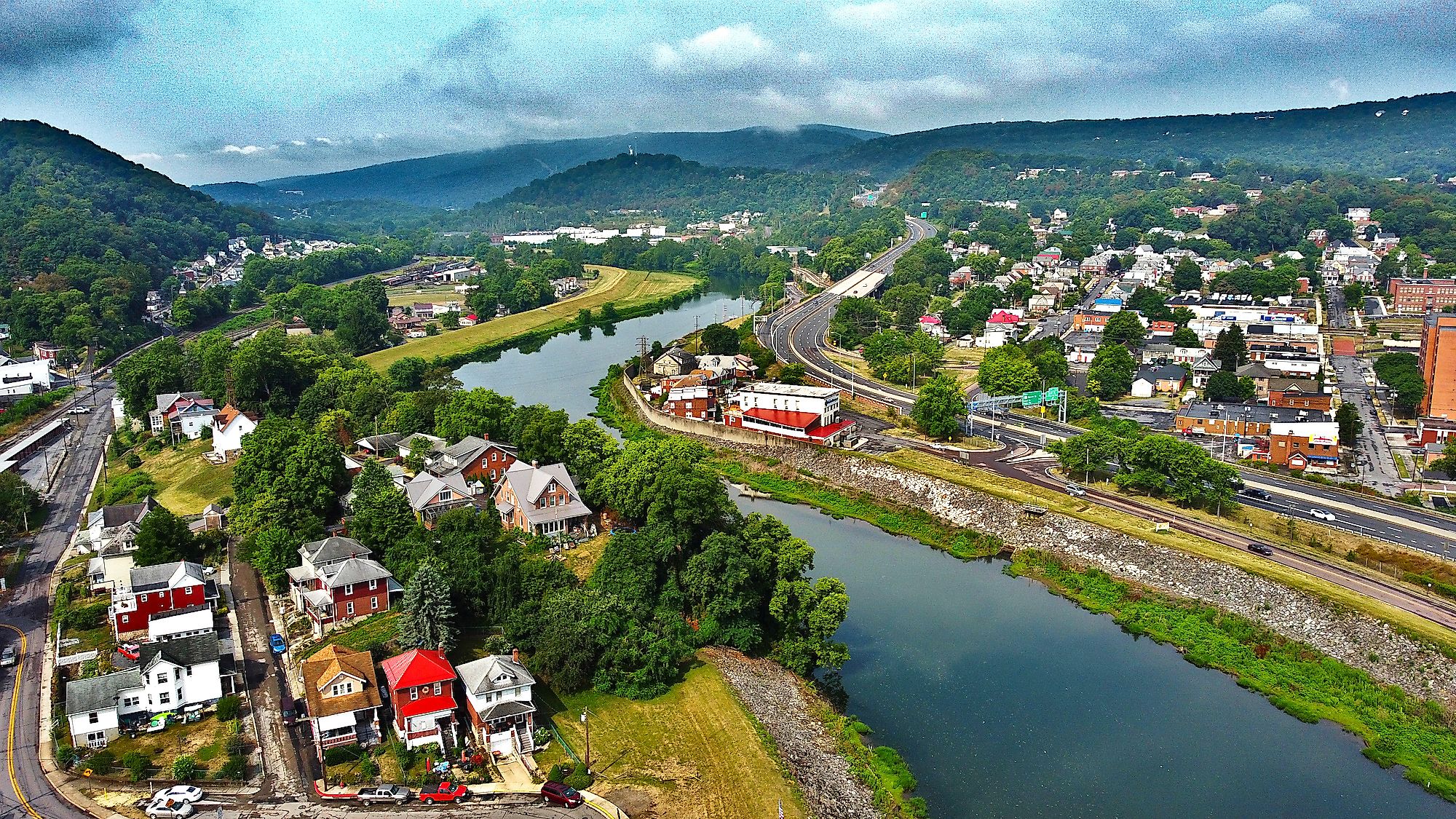 Aerial view of St. Michaels, Maryland.