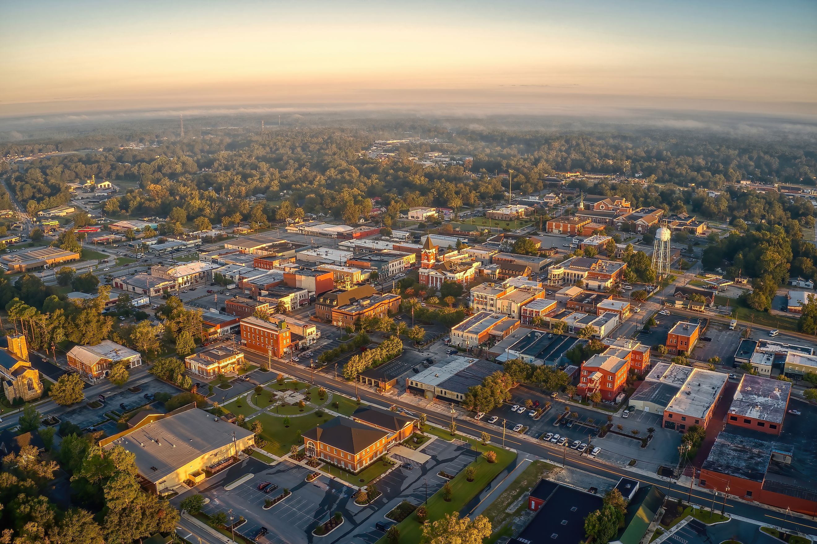 Aerial view of downtown Statesboro, Georgia.