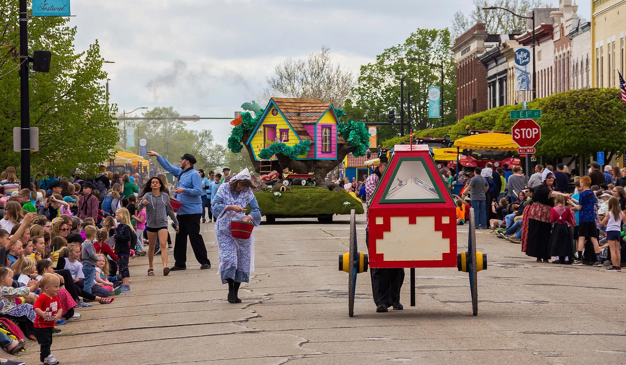 Tulip Time Festival Parade in Pella. Editorial credit: yosmoes815 / Shutterstock.com.
