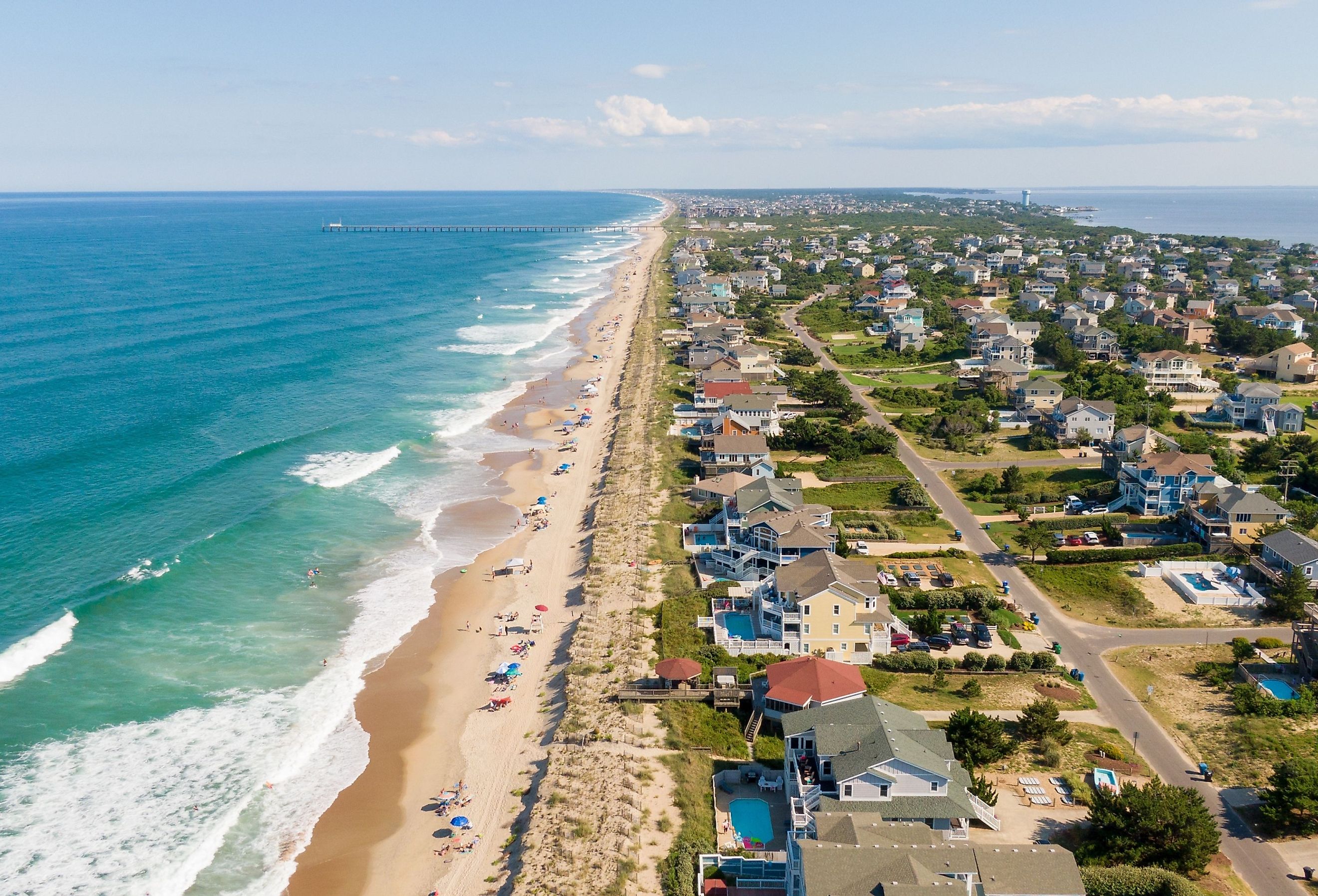 Outer Banks oceanfront view of Duck, North Carolina.