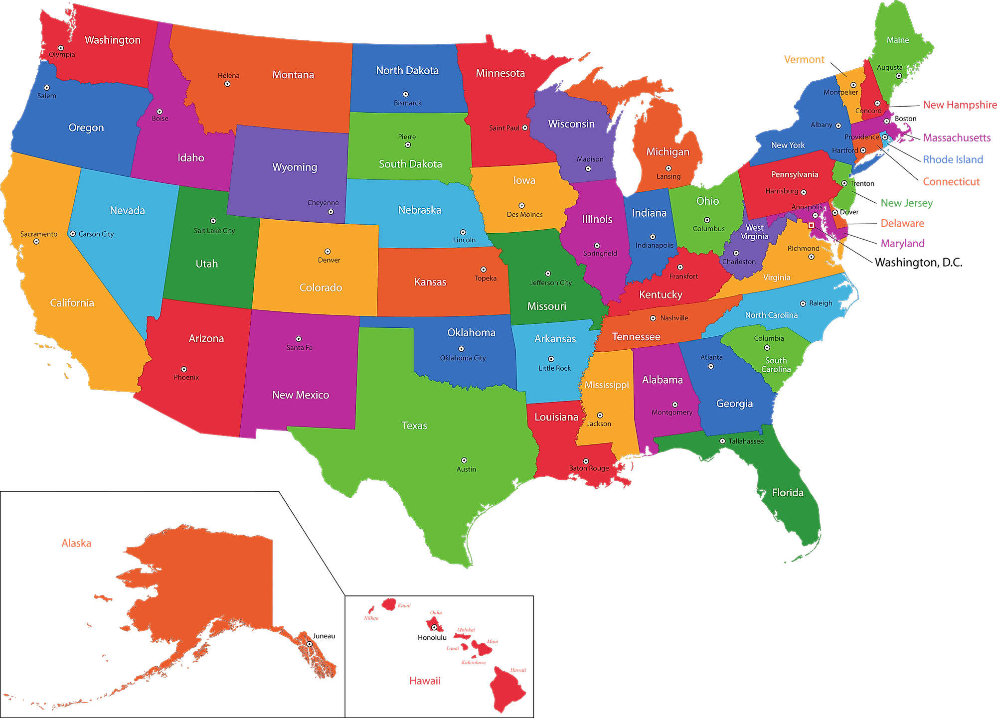 Usa Map States And Capitals