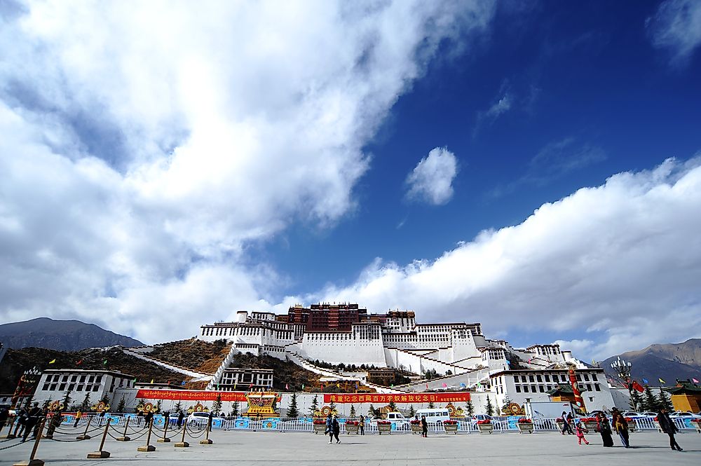 Potala Palace decorated for Serfs Emancipation Day in Lhasa, Tibet Autonomous Region, China. Editorial credit: honeyedG / Shutterstock.com