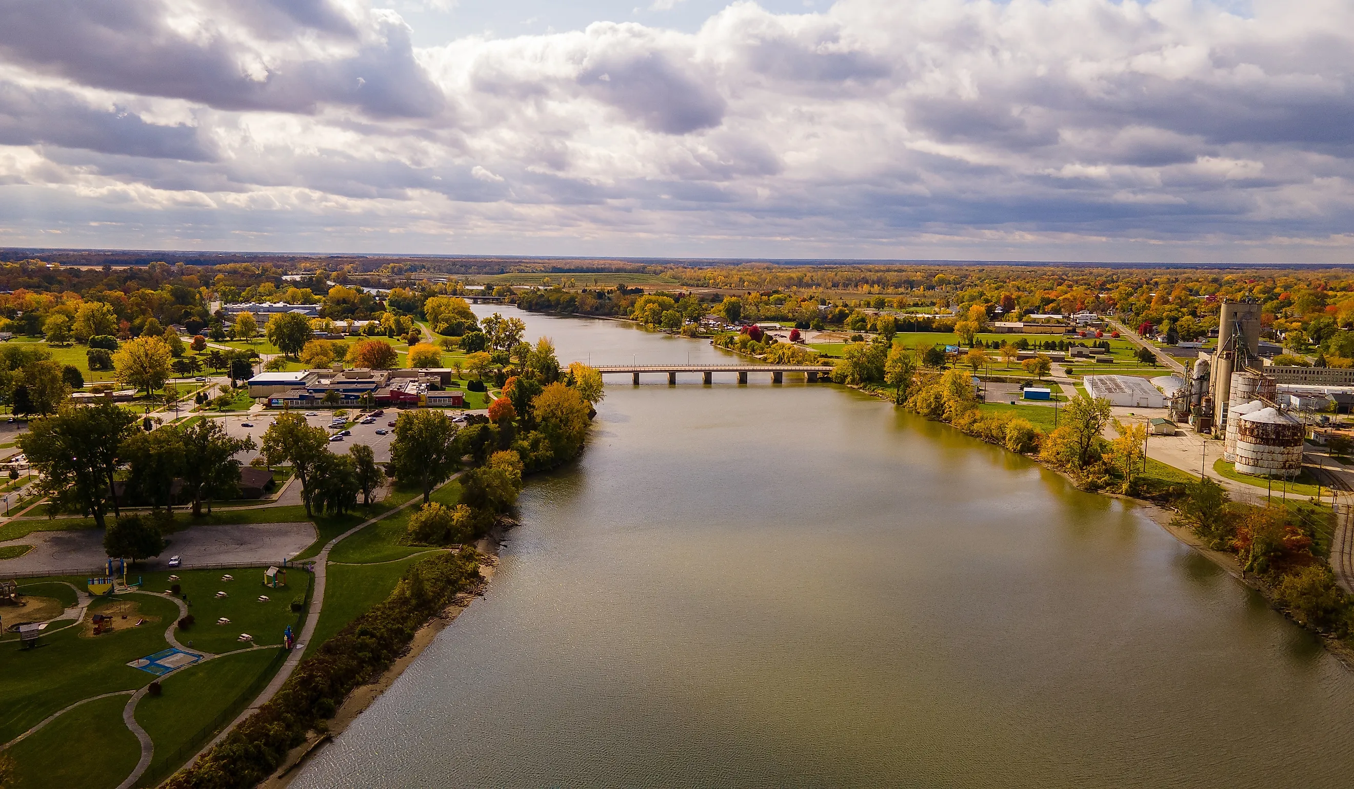 Aerial view of downtown Saginaw, Michigan.