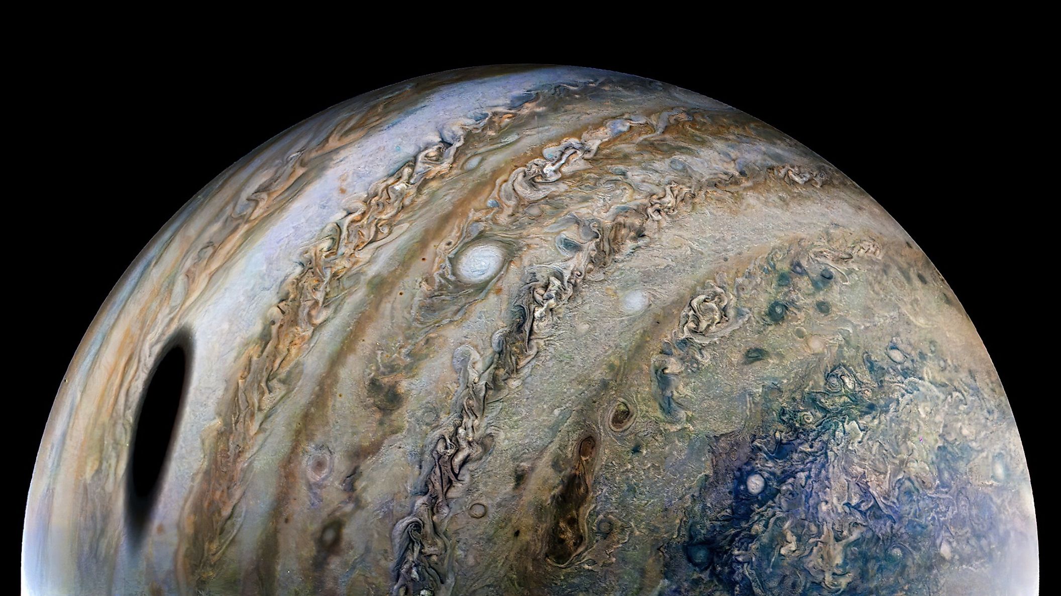 Juno image of Jupiter. Image credit: NASA