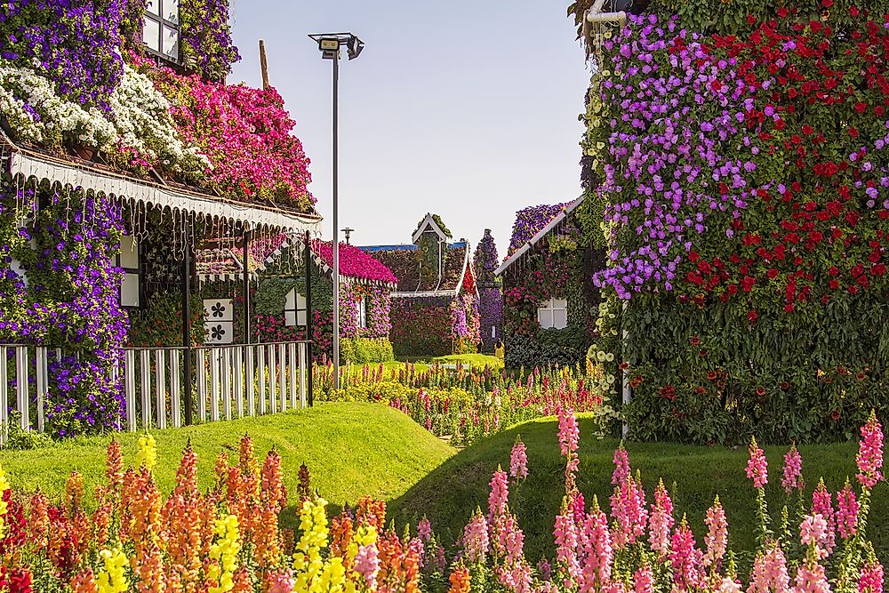 Structures inside Dubai Miracle Garden.