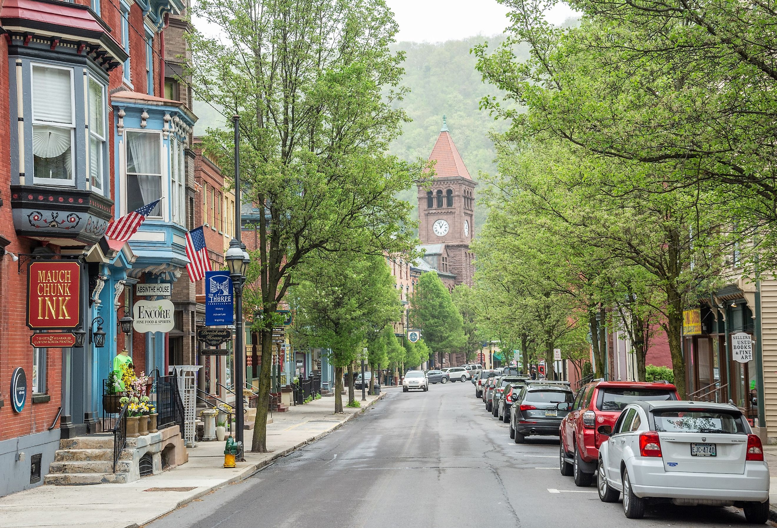 Street view on Broadway in Jim Thorpe, Pennsylvania.