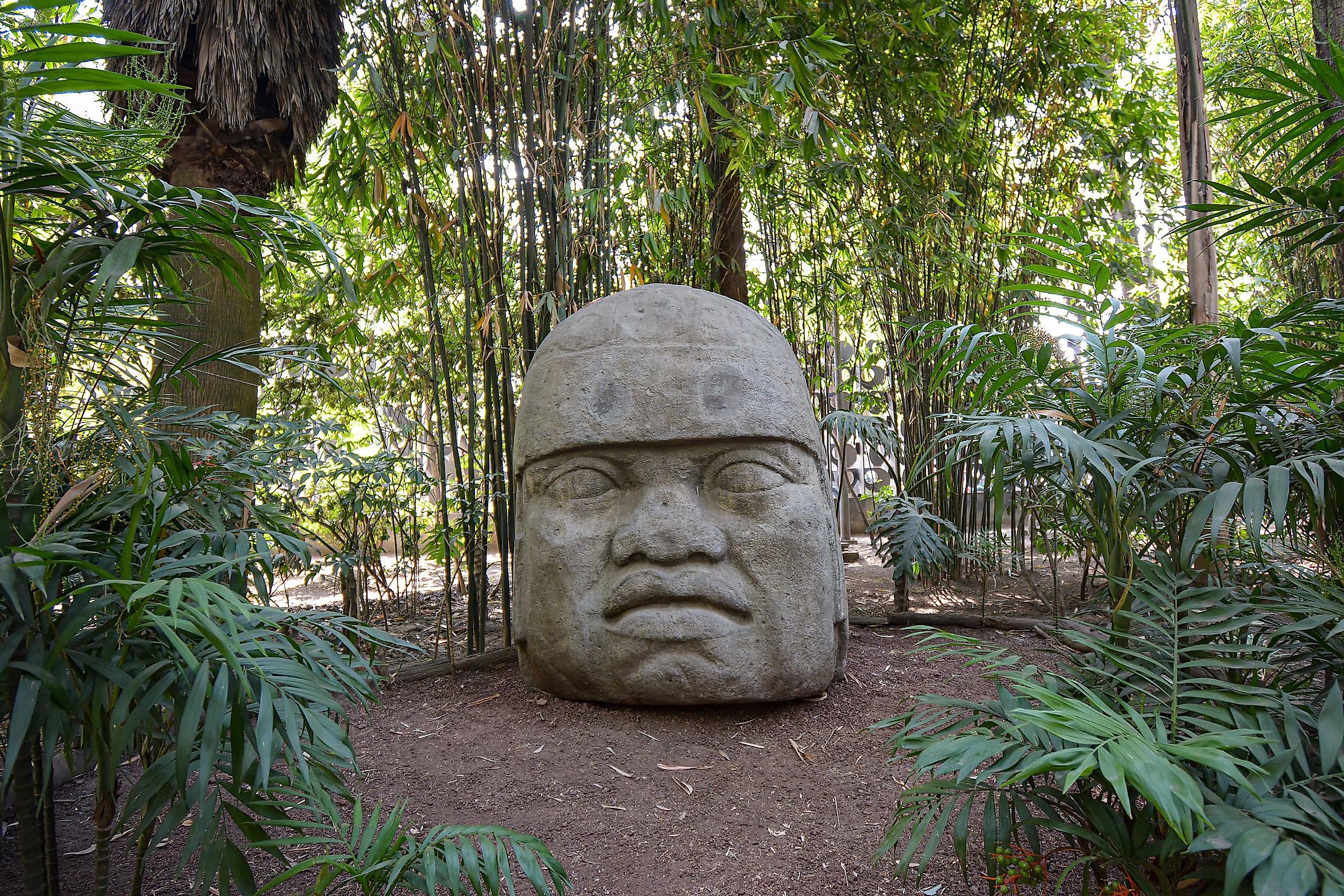 The outdoor museum of Parque Museo La Venta in Tabasco, Mexico, showcases ancient Olmec heads and other basalt carvings.Editorial credit: JC Gonram / Shutterstock.com
