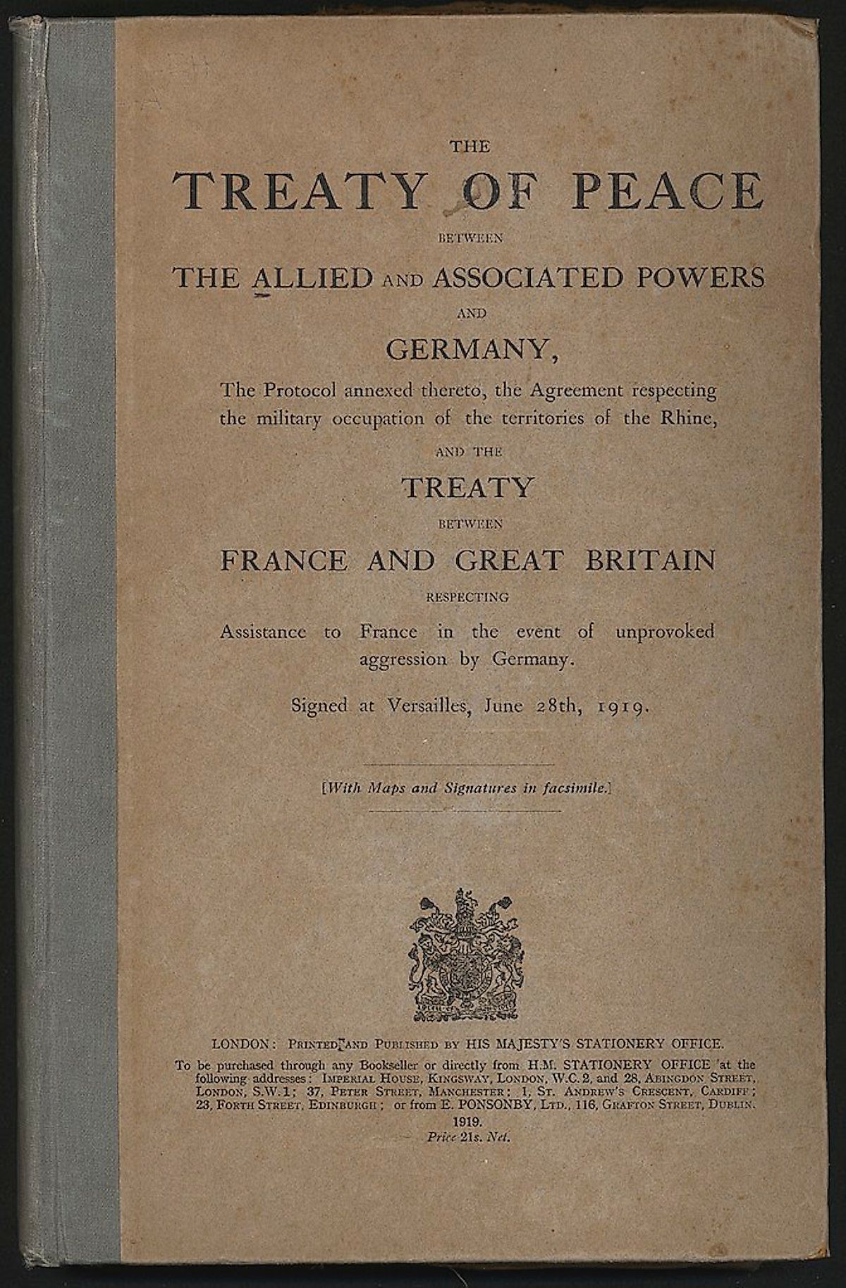 Treaty of Versailles, English version. Image credit: Auckland War Memorial Museum/Public domain