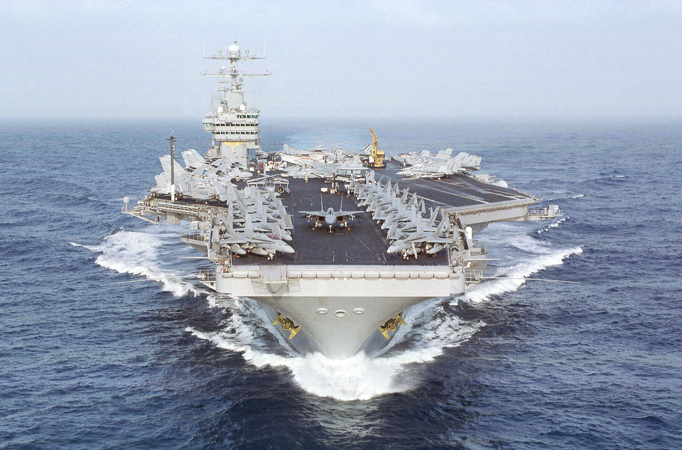 The aircaft carrier Dwight D. Eisenhower (CVN 69) of the US Navy on a mission.