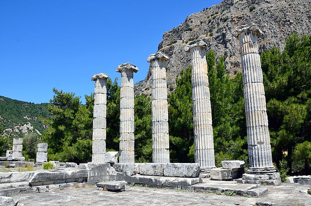 Ionic capitals at the Temple of Athena Polias. Editorial credit: suronin / Shutterstock.com
