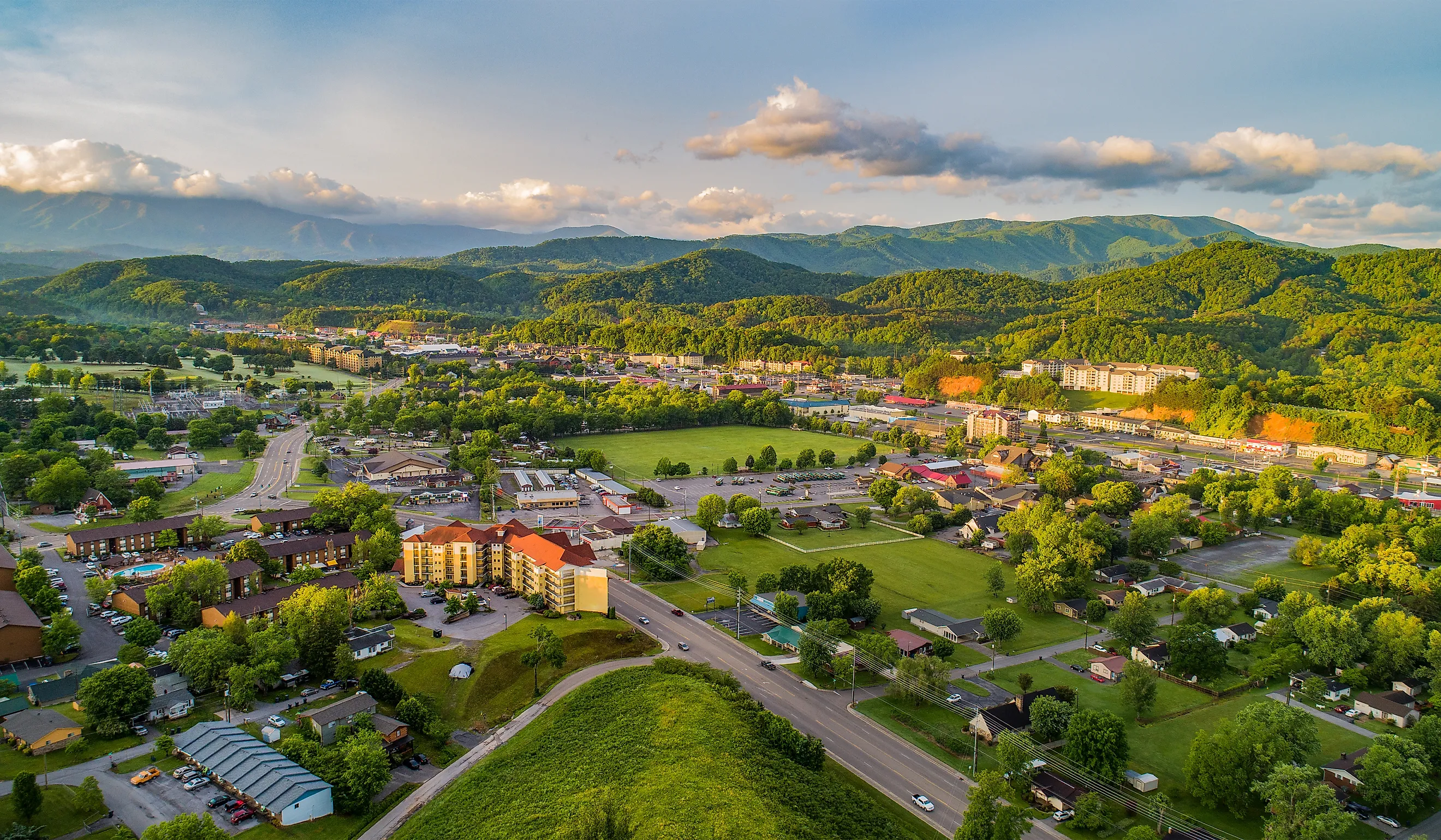Pigeon Forge and Sevierville Tennessee Drone Aerial. 