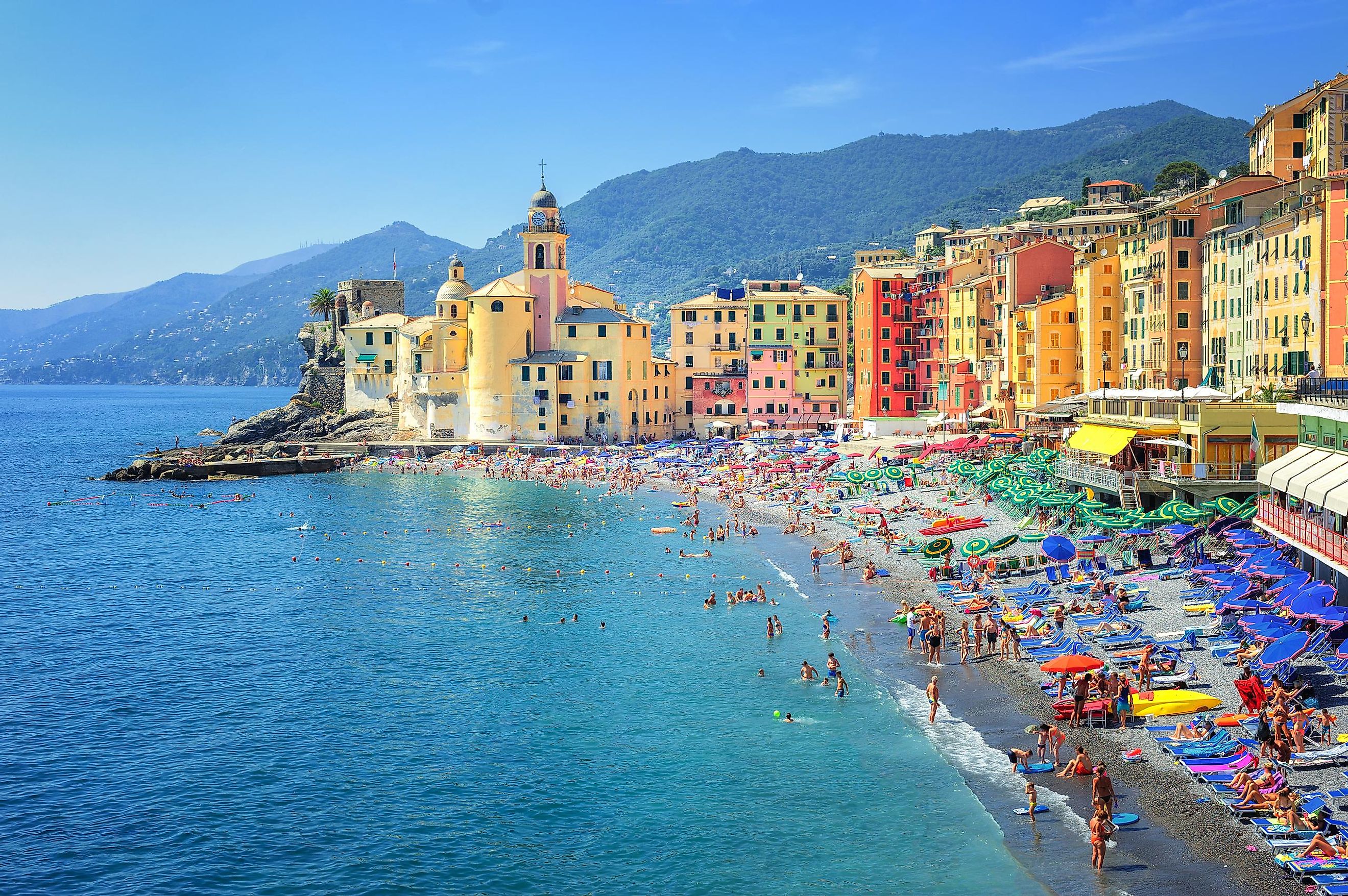 The picturesque city of Genoa on the shores of the Gulf of Genoa.