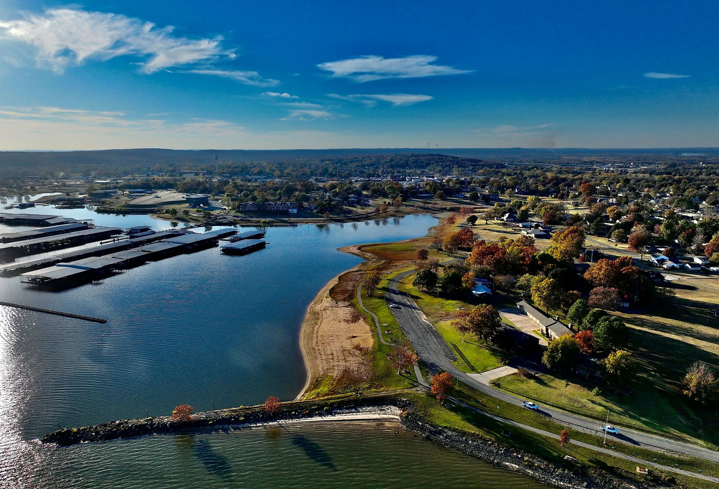 Aerial view of Eufaula in autumn.