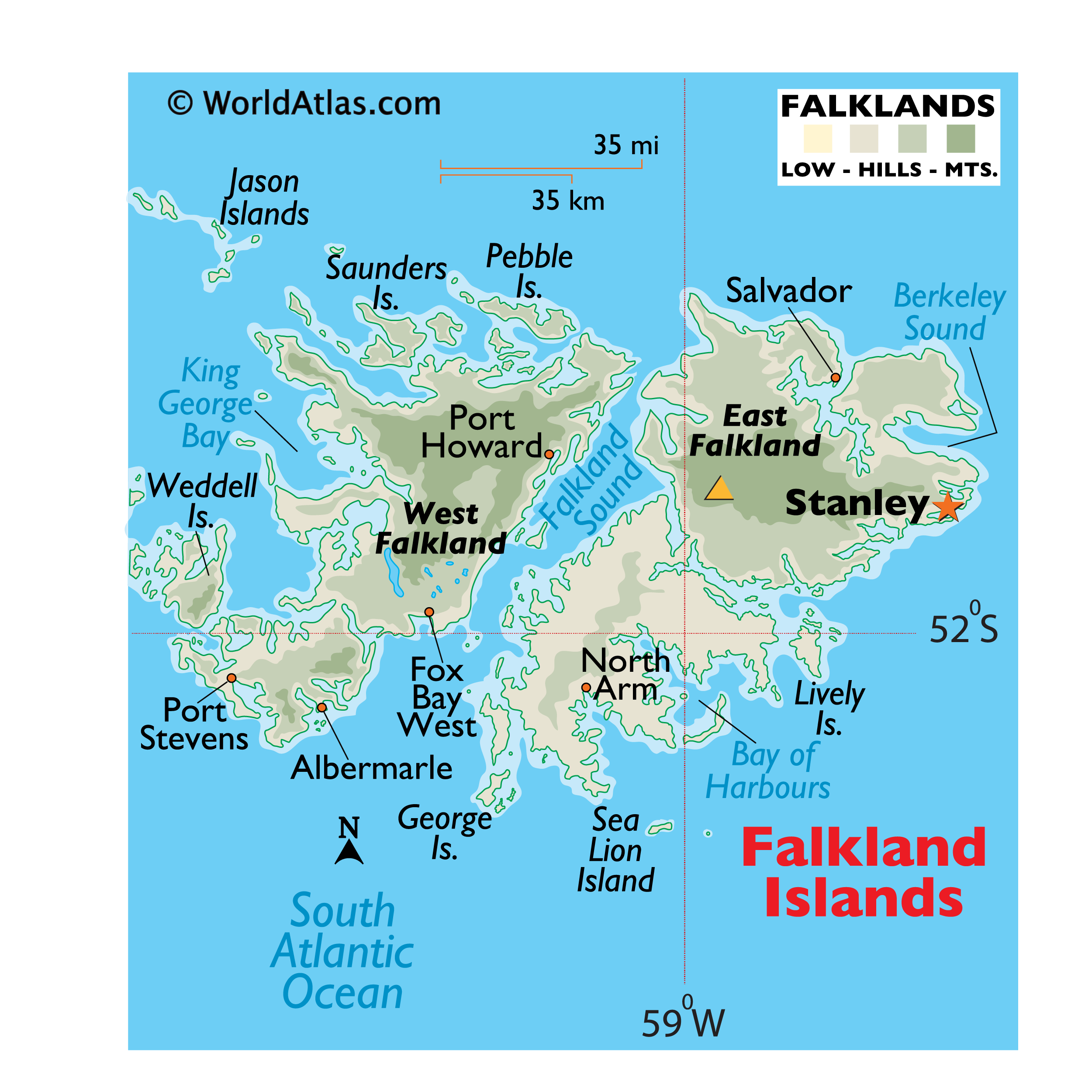 Falkland Islands Political Map Falkland Islands Political Map