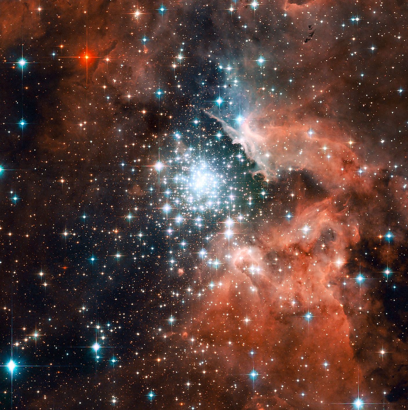 Hubble image of an open star cluster. Image credit: NASA/ESA