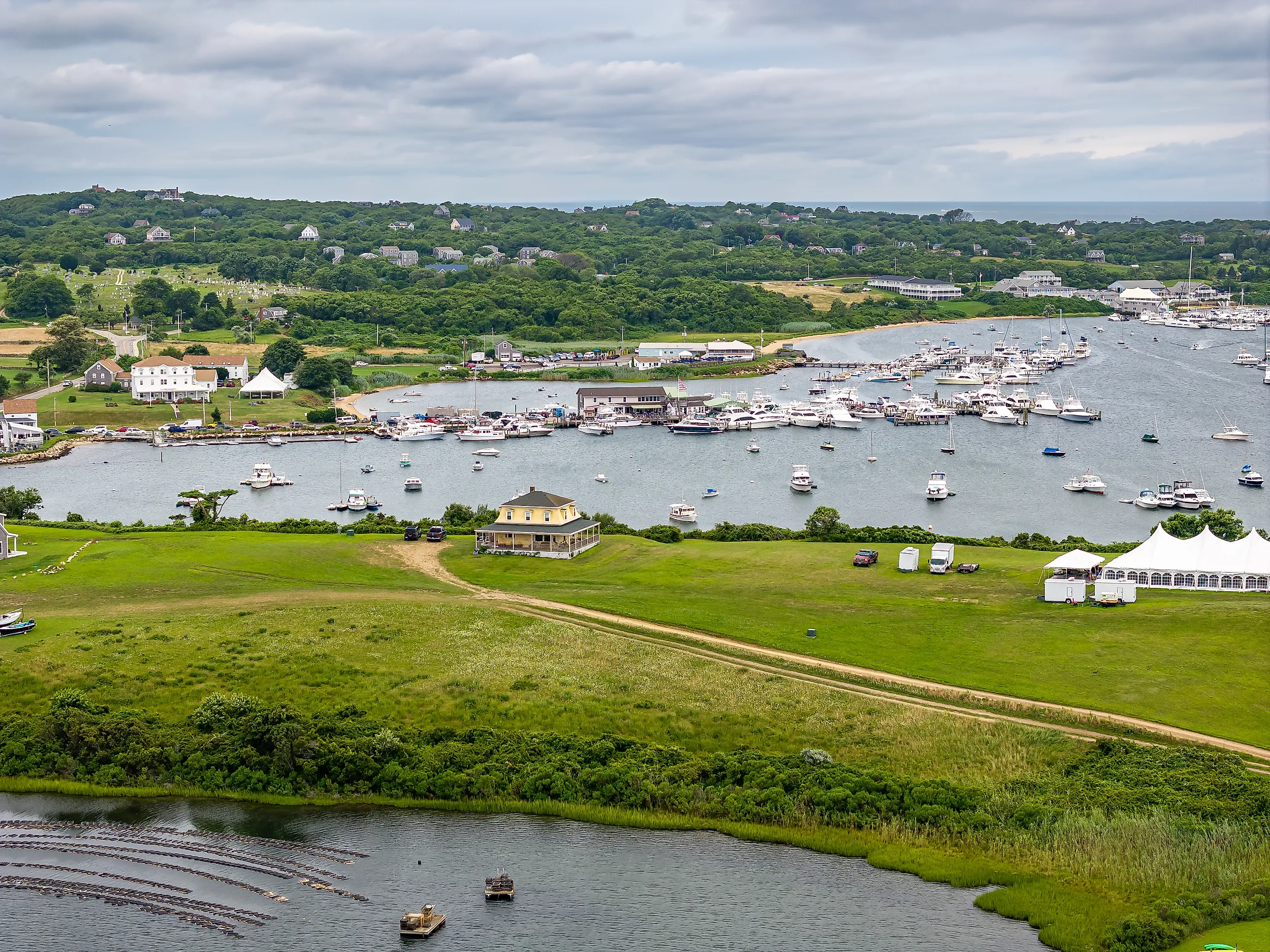 Aerial view of New Shoreham, Rhode Island.